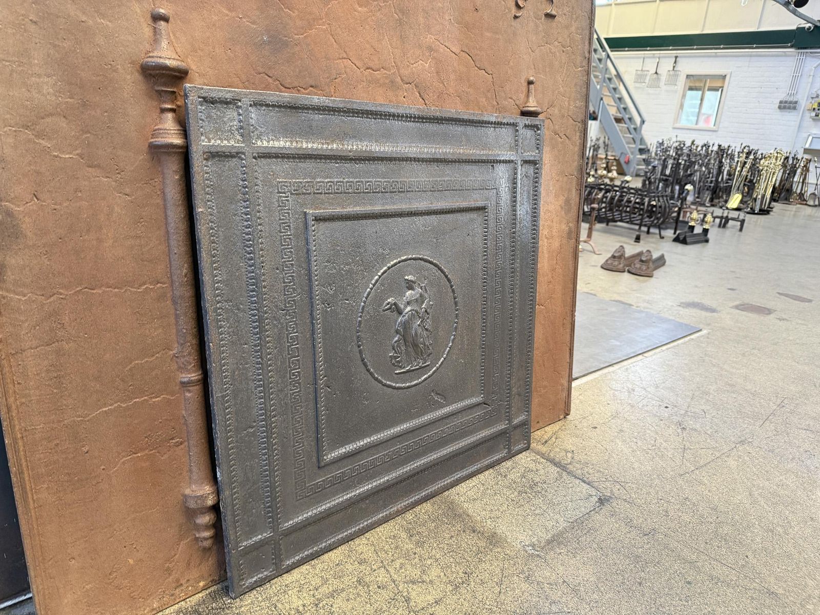 photo vinterior French Art Deco 'Lady' Fireback / Backsplash, Early 20th Century