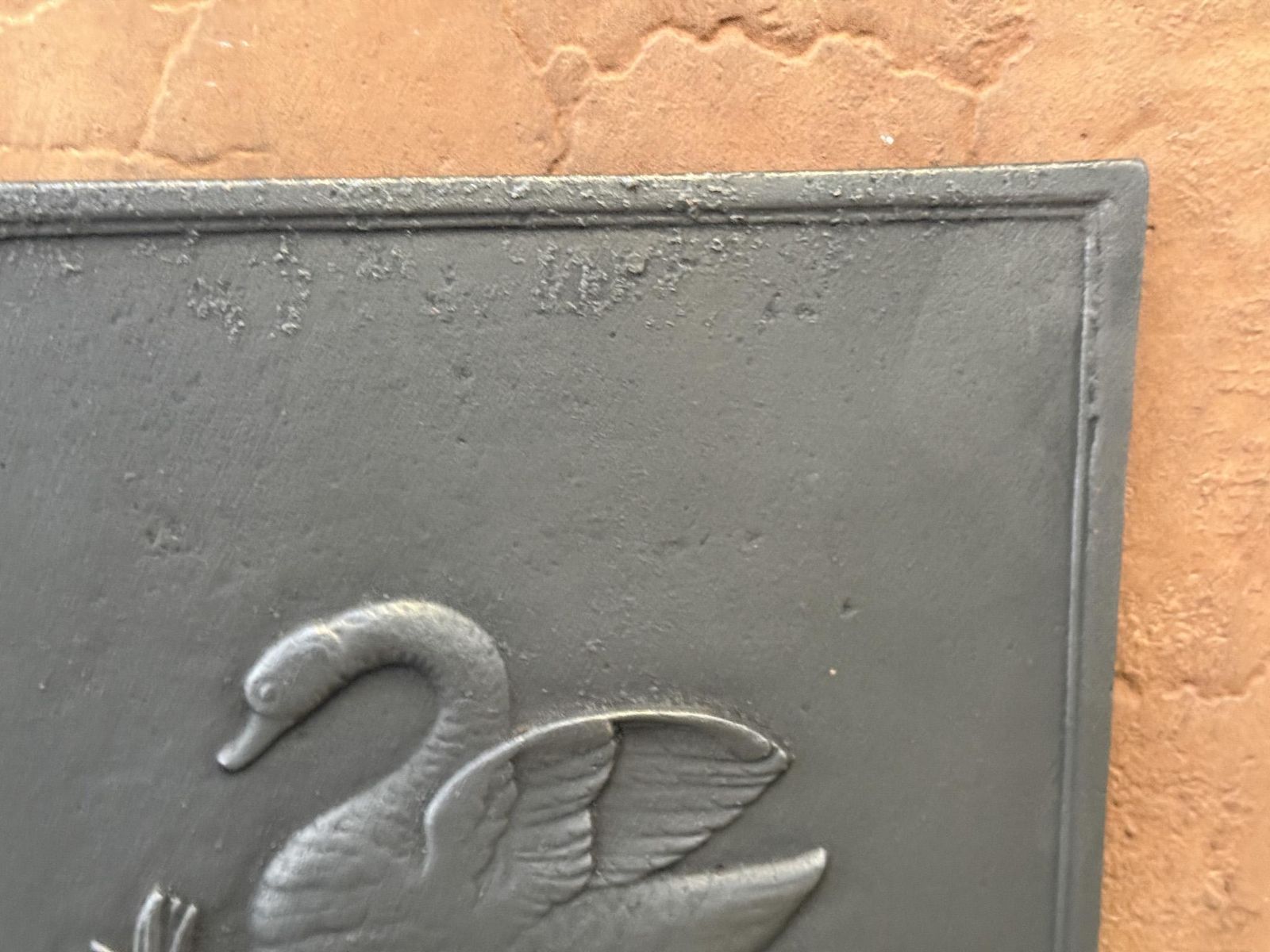 French 'Swan' Fireback / Backsplash, 19th Century Period photo vinterior