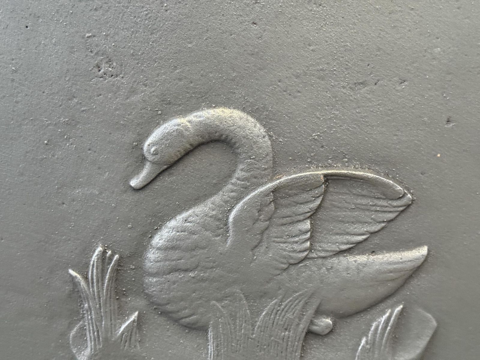 French 'Swan' Fireback / Backsplash, 19th Century Period photo vintage