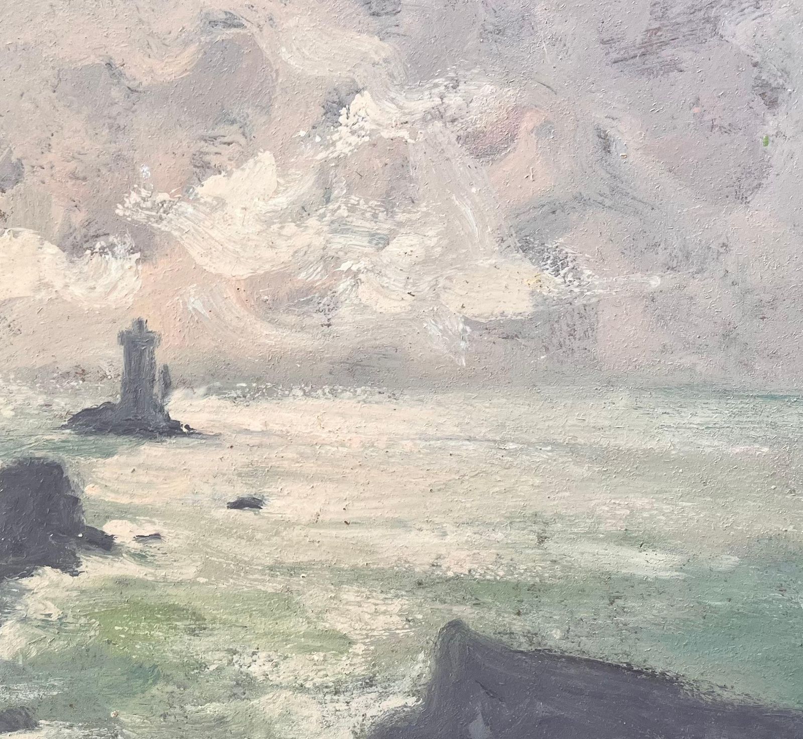 French Impressionist Seascape Oil Of La Vieille Lighthouse Off Pointe Du Raz photo buy