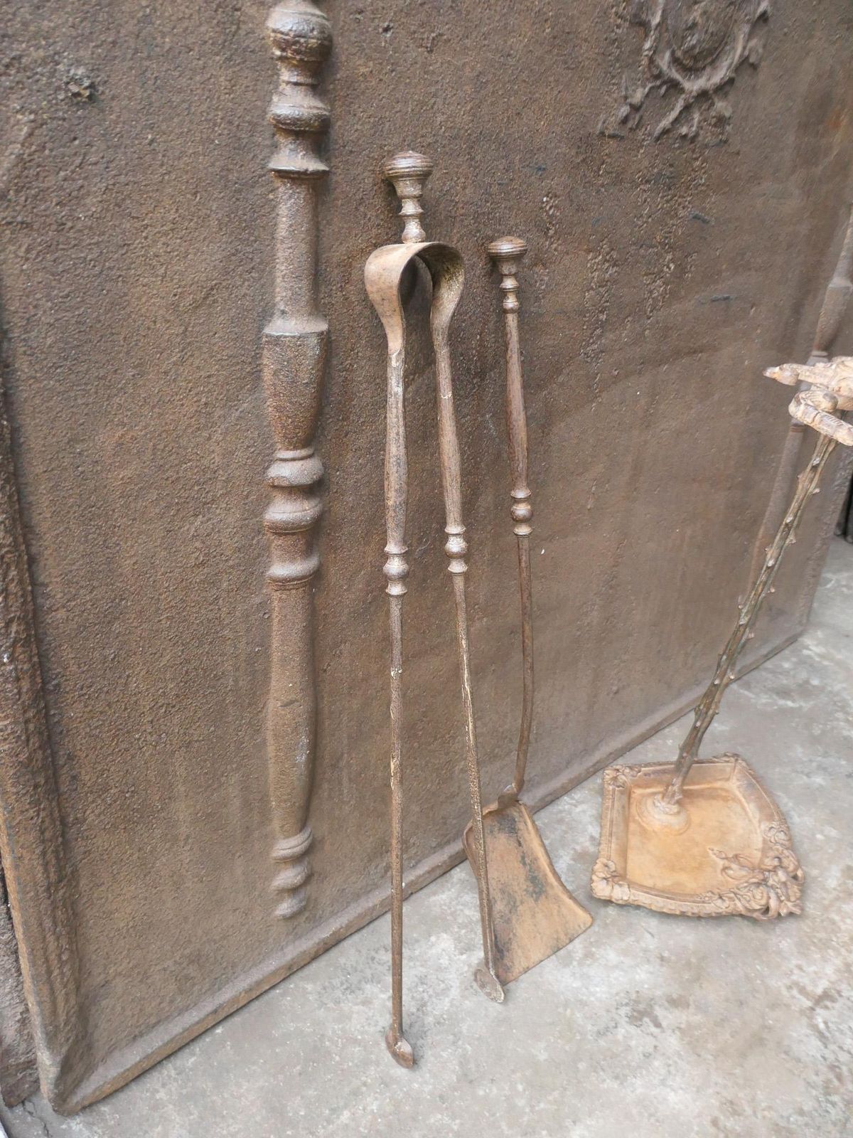 382.0 French Art Nouveau Fireplace Tools, Early 20th Century Period photo