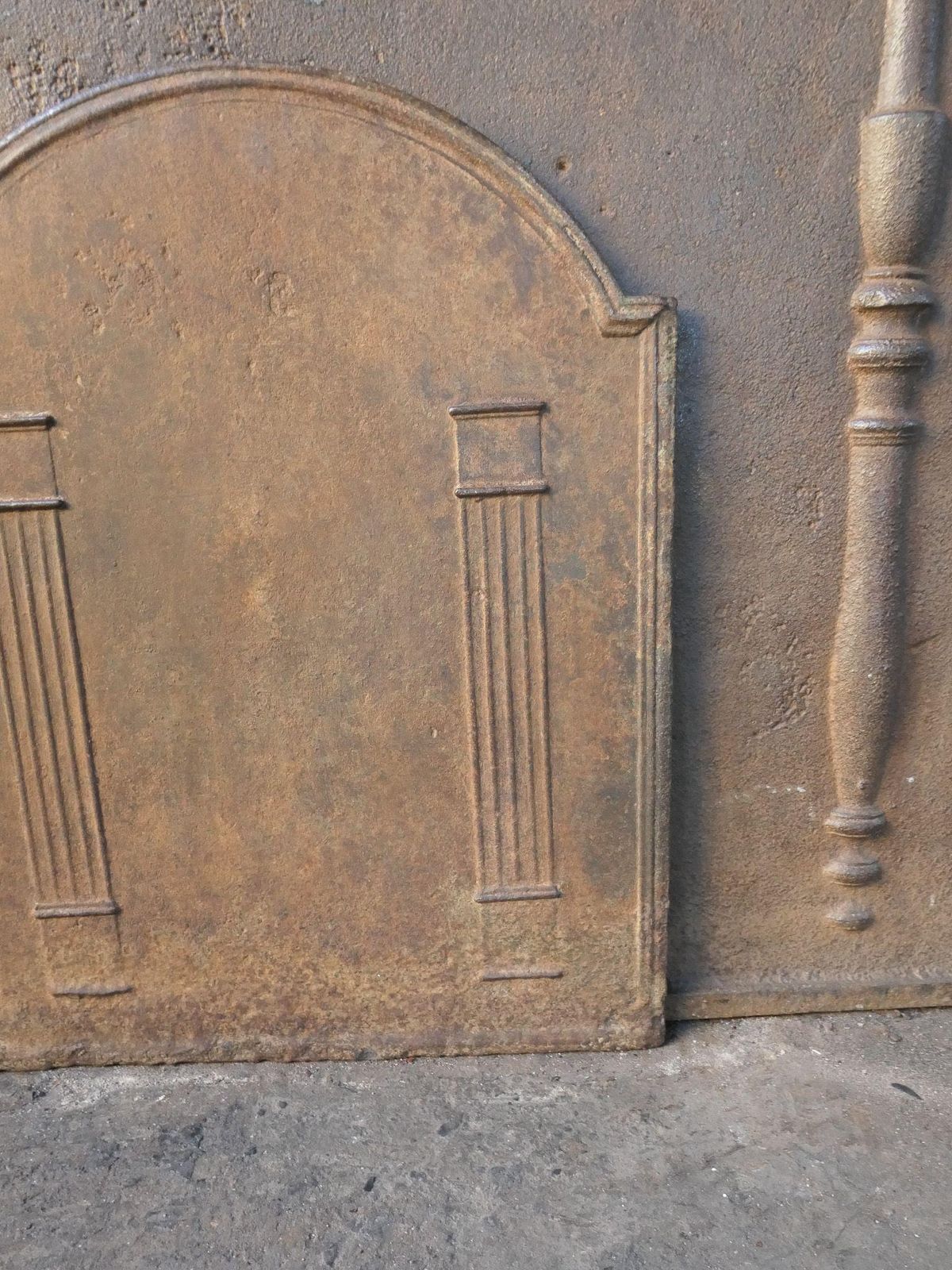 photo furniture French 'Pillars Of Freedom' Fireback / Backsplash, Early 19th Century