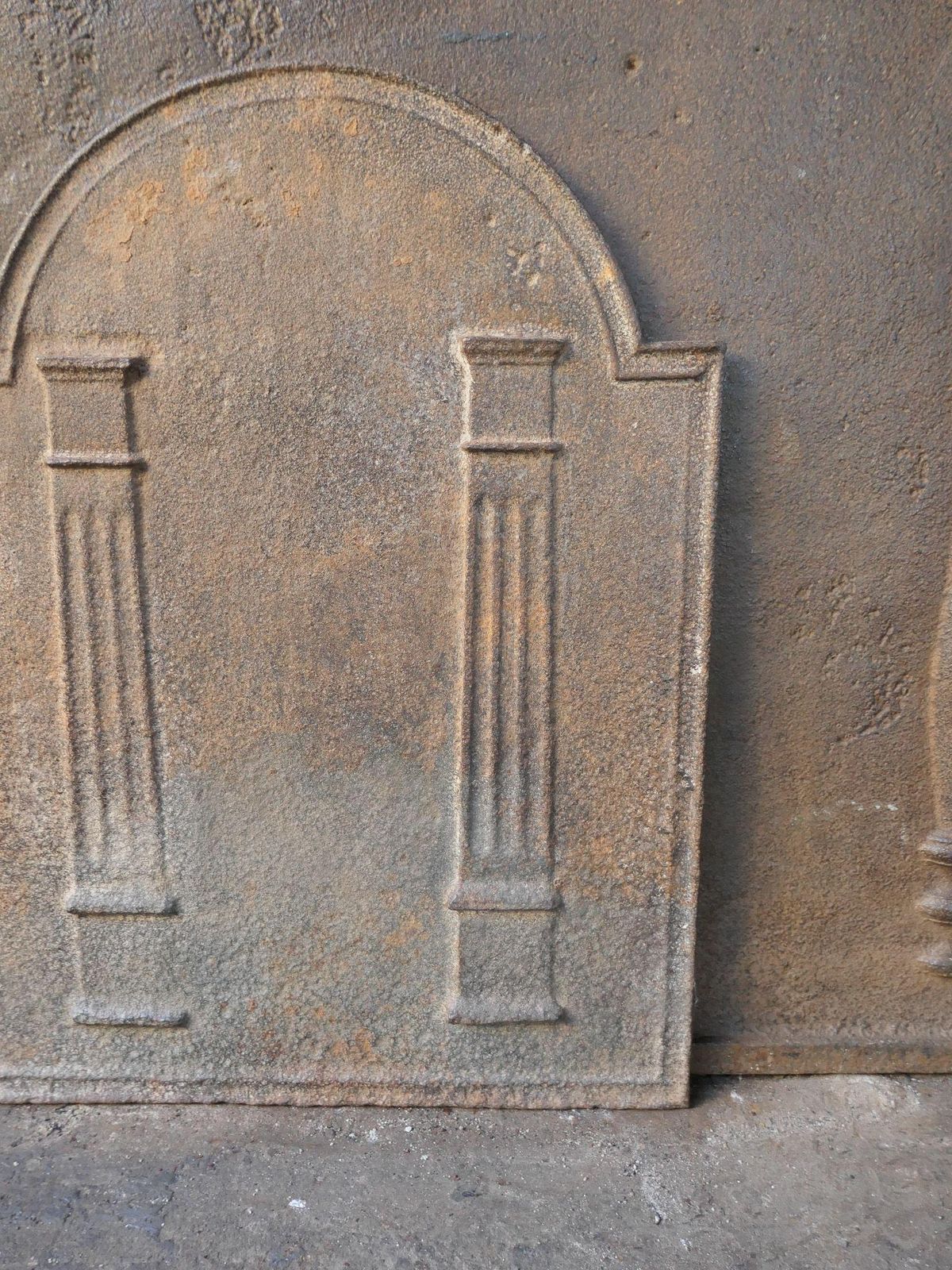 French Neoclassical Period 'Pillars Of Freedom' Fireback / Backsplash photo vintage