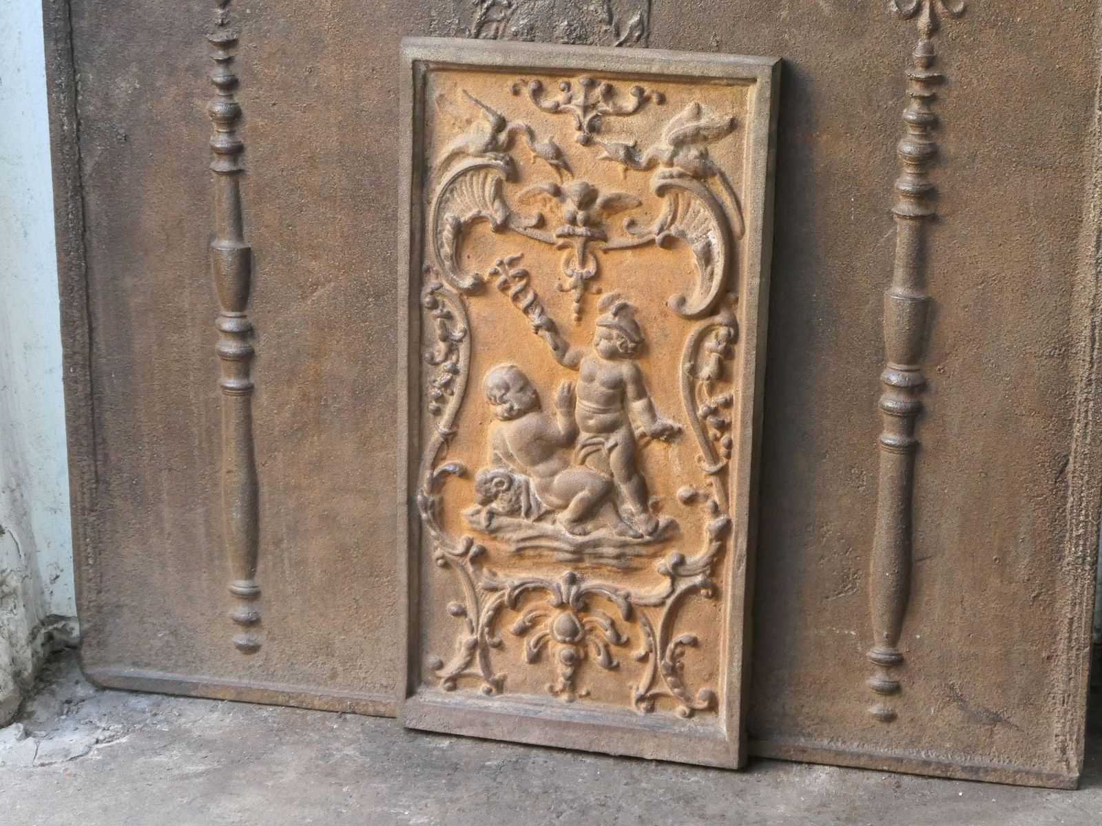 French 'Cupids' Fireback / Backsplash, Louis XV Style photo for sale