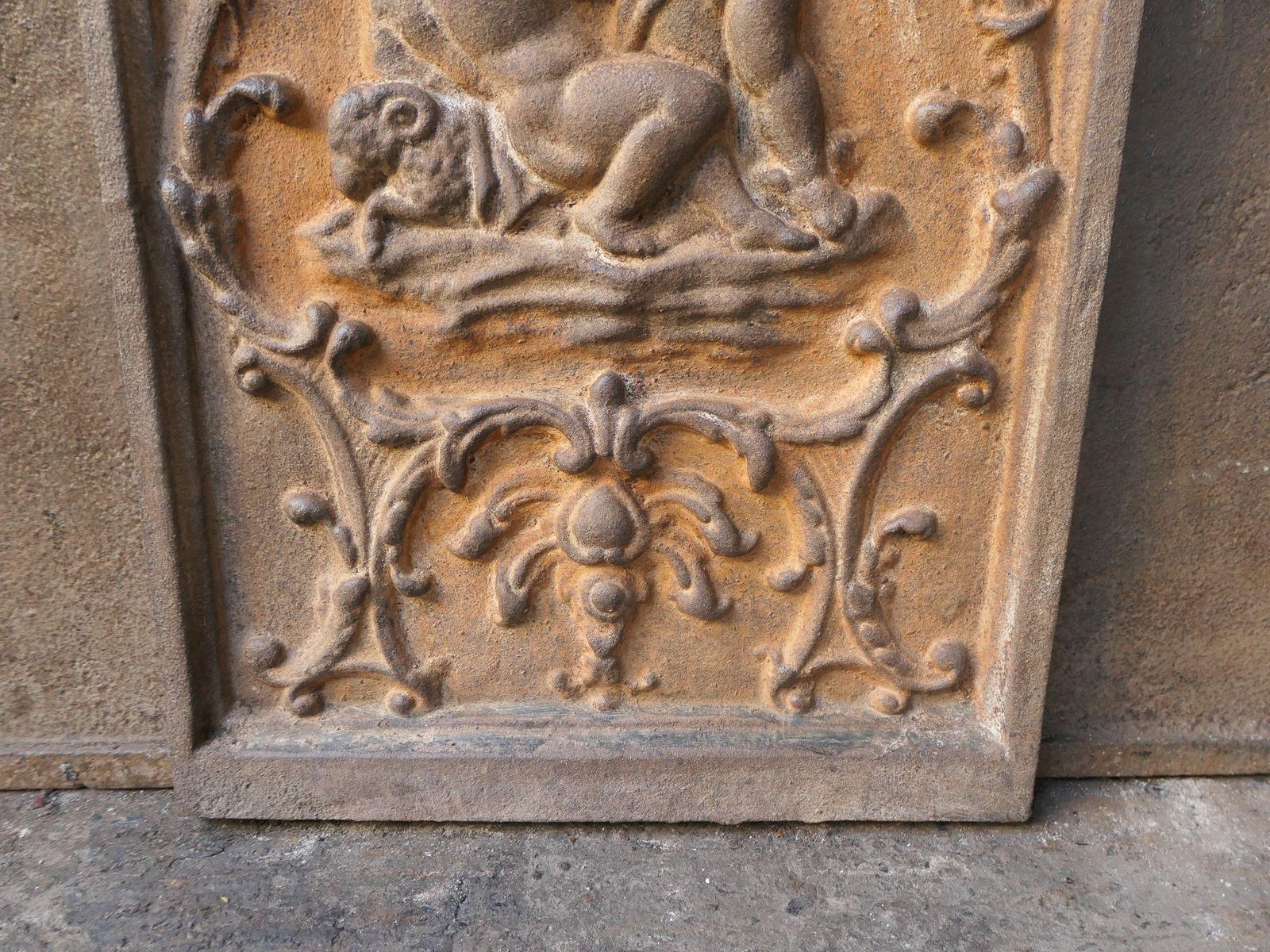 French 'Cupids' Fireback / Backsplash, Louis XV Style photo vintage