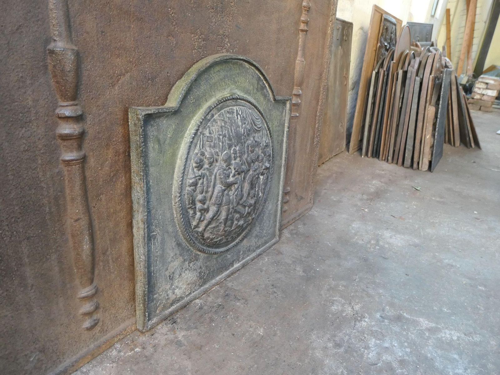 photo furniture 20th Century French Victorian Style 'Religious Theme' Fireback / Backsplash