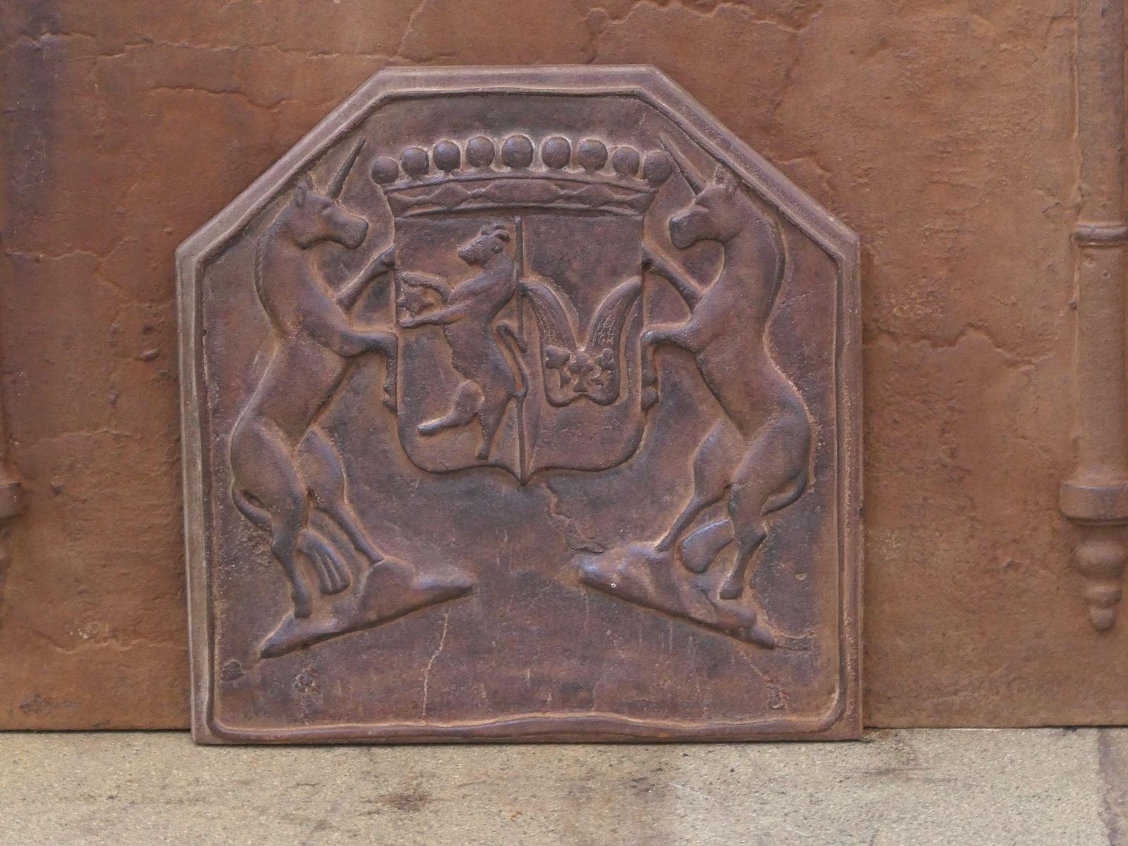 French Louis XIV 'Coat Of Arms' Fireback / Backsplash, 20th Century photo furniture