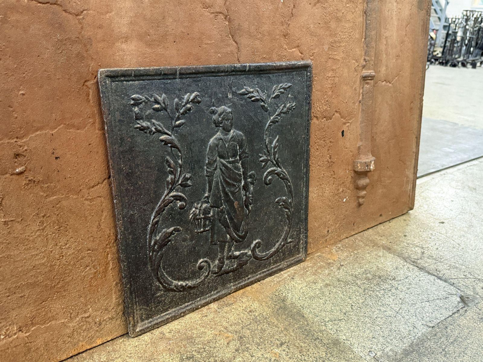 photo furniture French Napoleon III 'Woman' Fireback / Backsplash, 19th Century Period