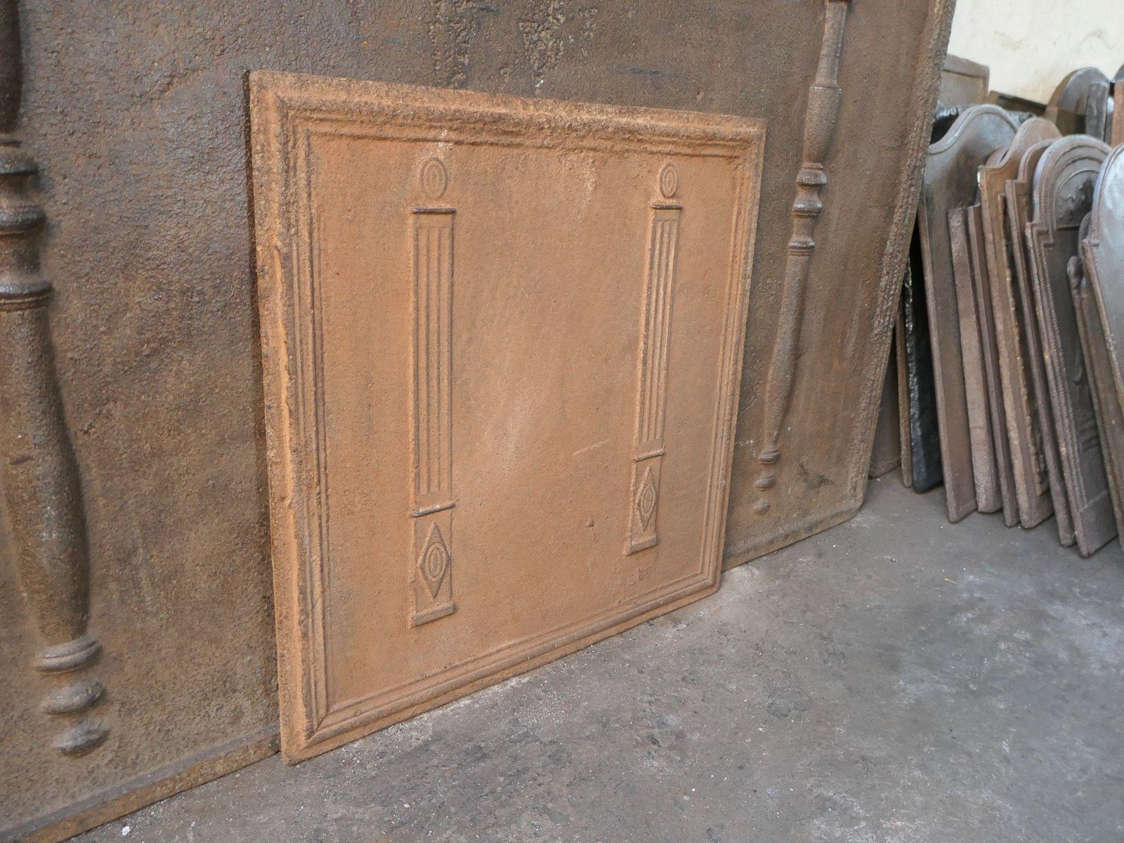 photo furniture French 'Pillars Of Freedom' Fireback / Backsplash, Early 19th C.