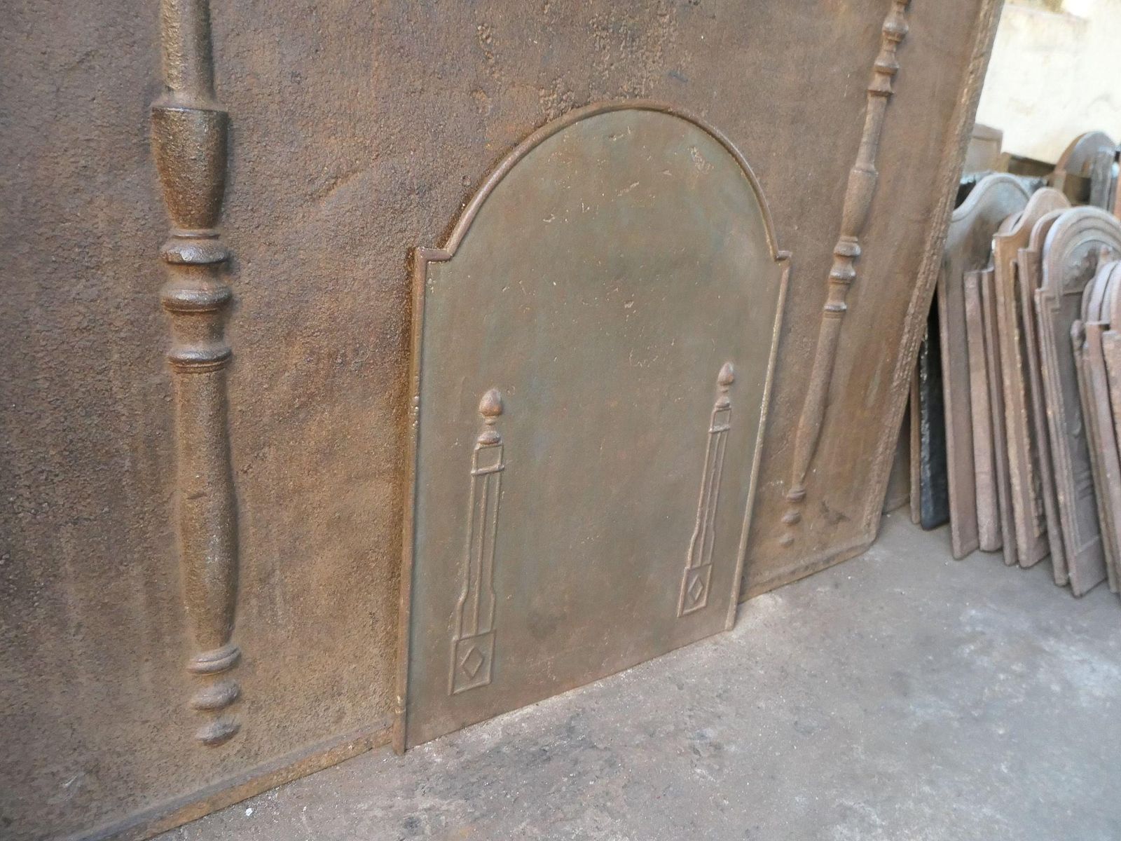 photo furniture Antique French 'Pillars Of Freedom' Fireback / Backsplash, Early 19th C.