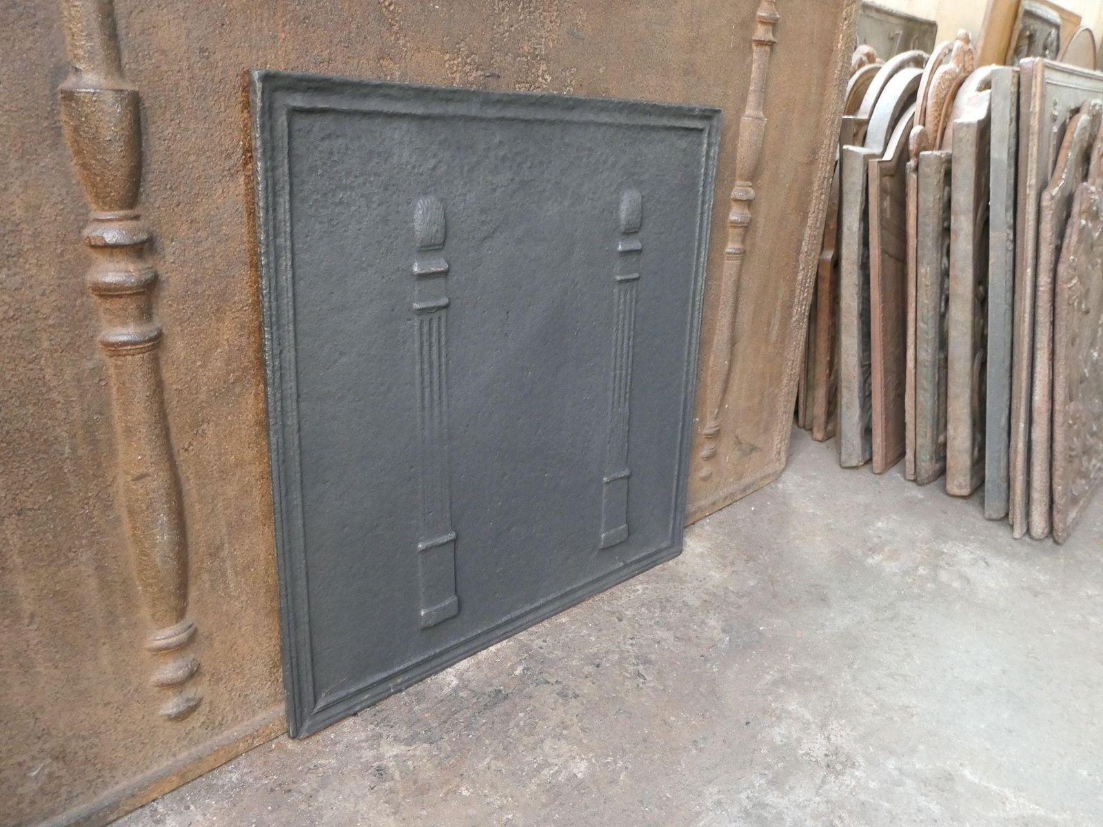 French 'Pillars Of Freedom' Fireback / Backsplash, Early 19th Century photo vintage