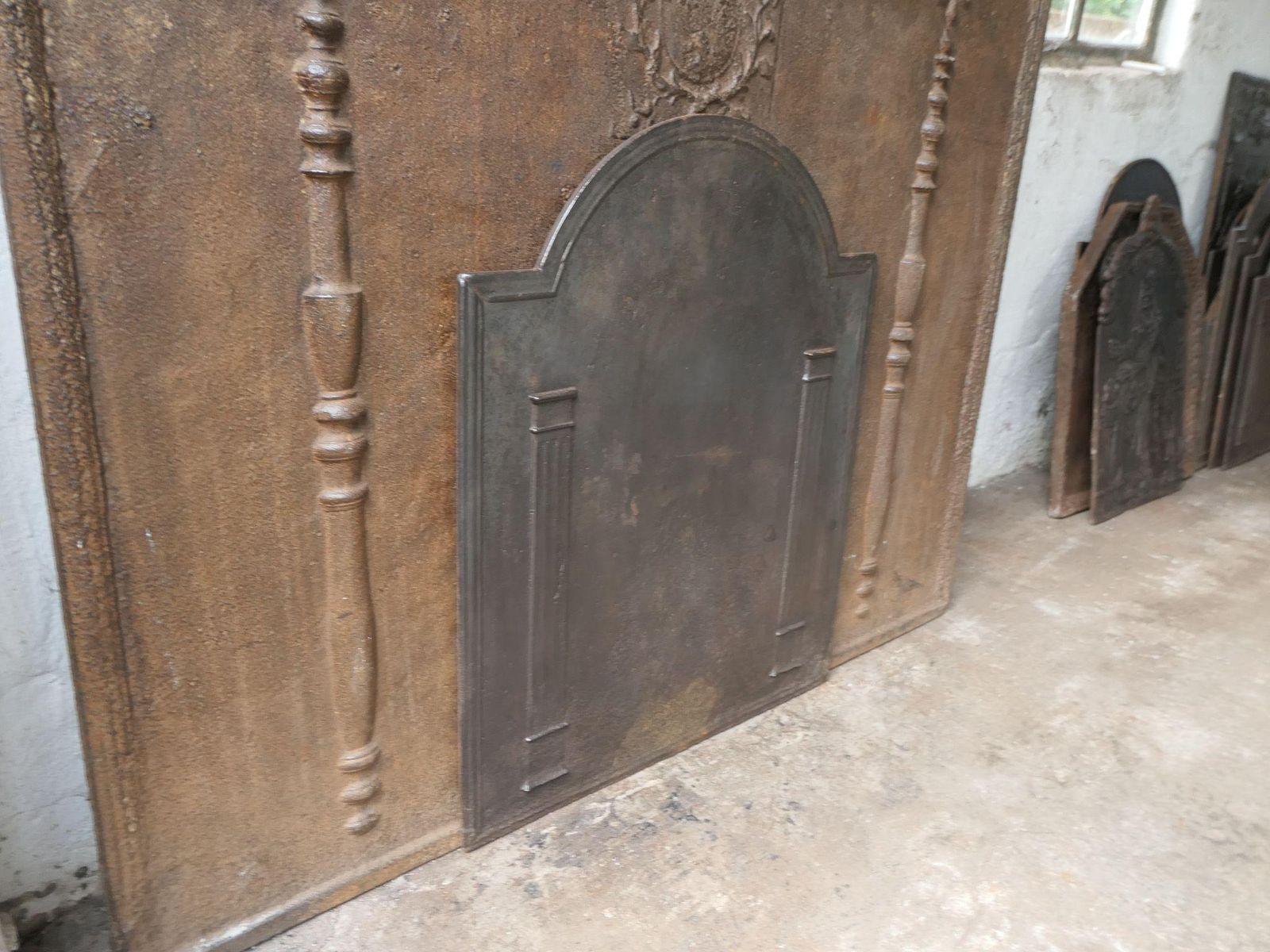 photo furniture French 'Pillars Of Freedom' Fireback / Backsplash, Early 19th Century