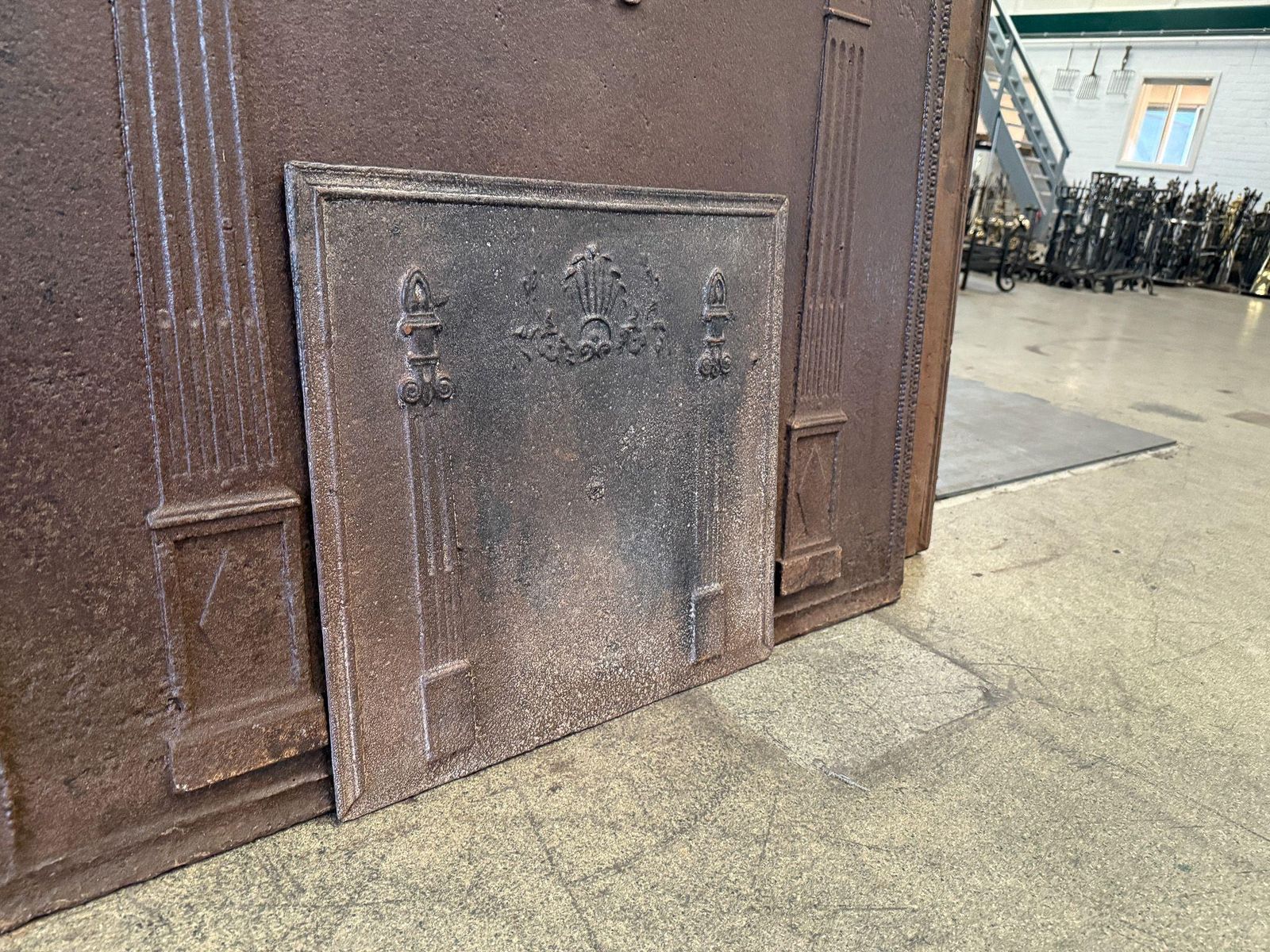 photo furniture French 'Pillars Of Freedom' Fireback / Backsplash, Early 19th Century