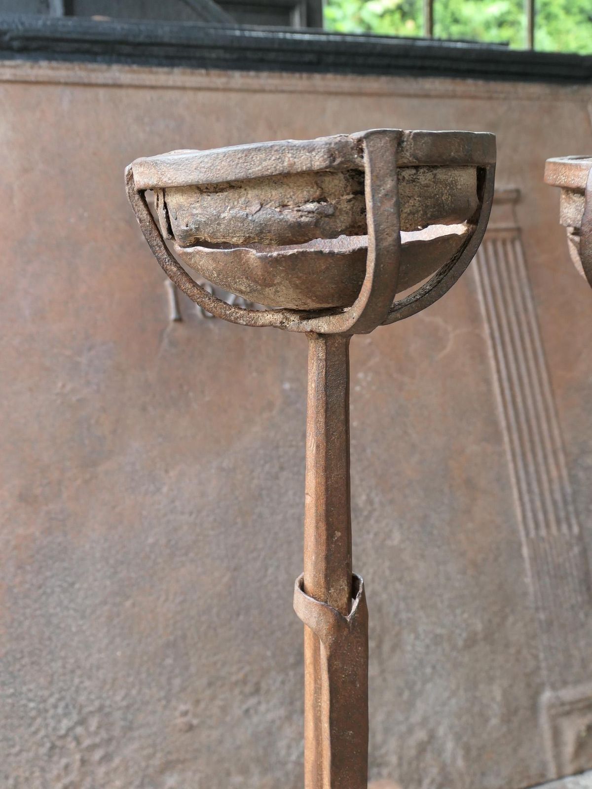 Hand Forged French Gothic Andirons Or Firedogs, 17th Century Period photo Home Fixtures