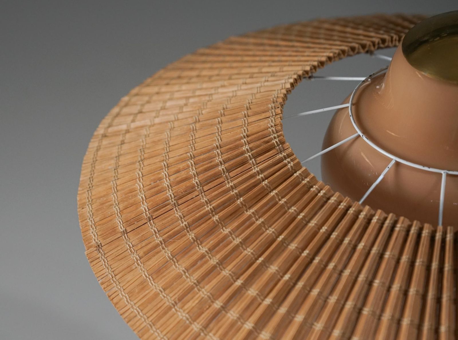 Lisa Johansson Pape & Gunilla Jung Glass And Wooden Slat Pendant, 1940/1950s photo for sale