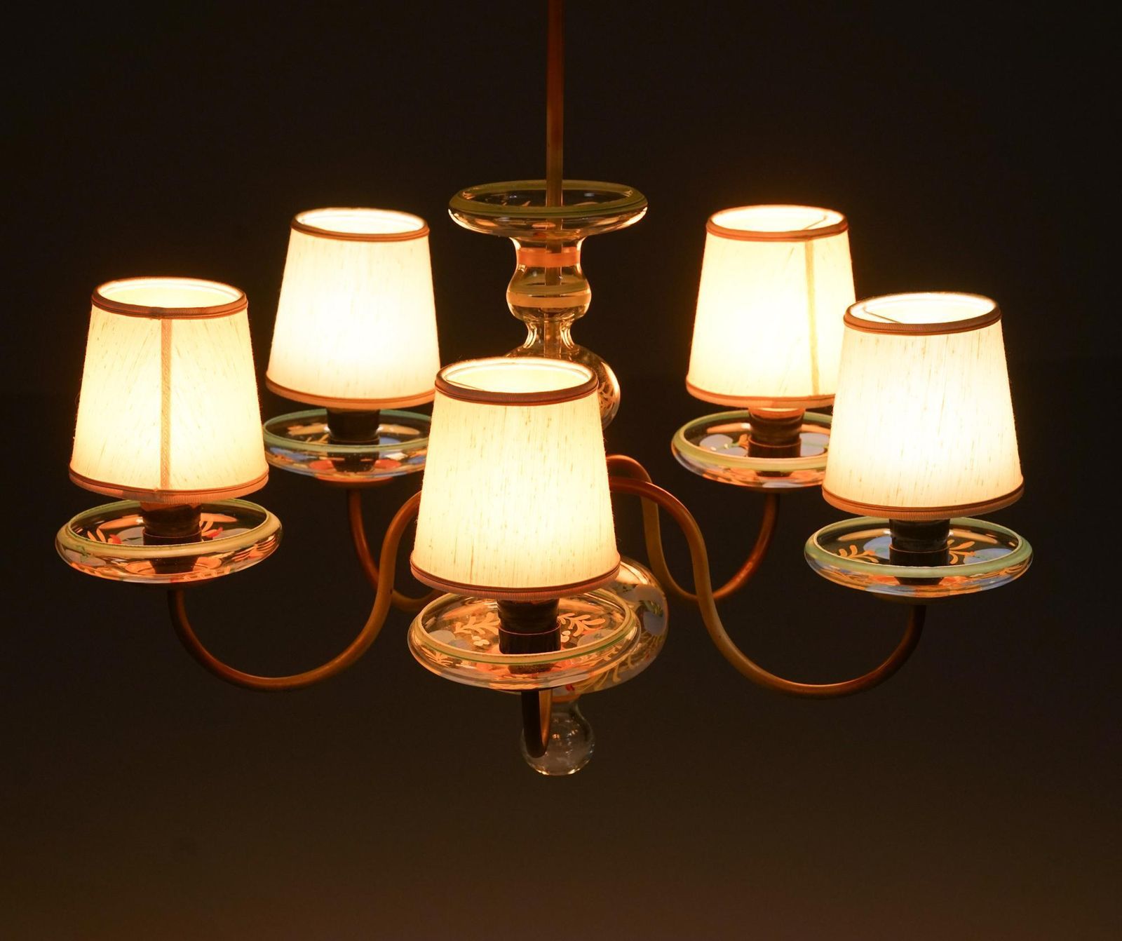 Paavo Tynell Glass Chandelier, Taito Oy, 1930/1940s photo buy