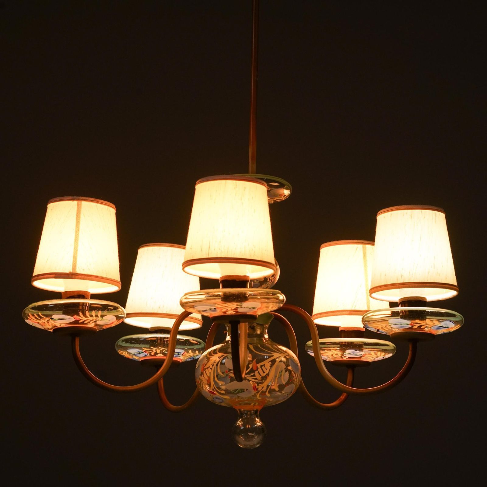 Paavo Tynell Glass Chandelier, Taito Oy, 1930/1940s photo vintage