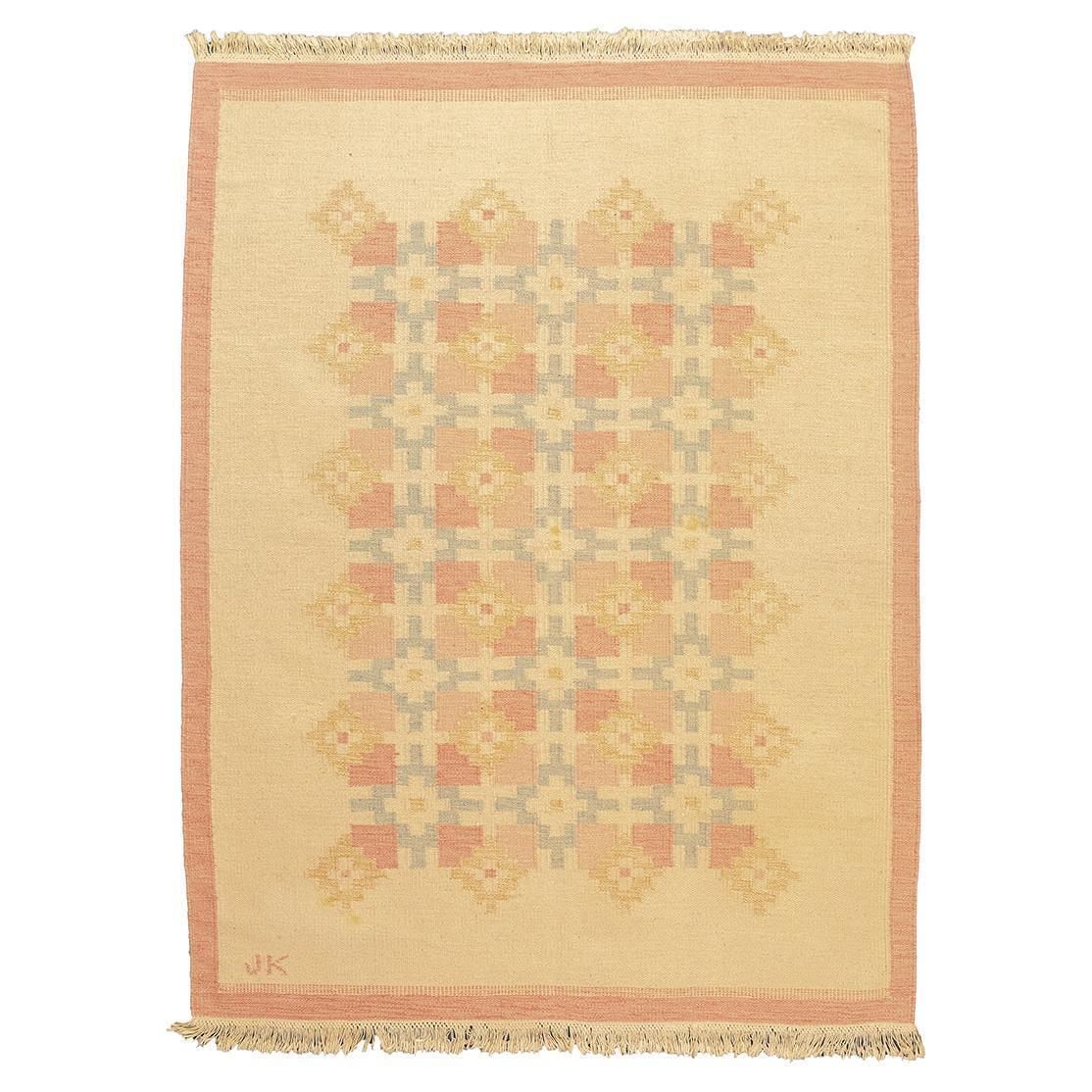 Vintage Swedish Rug Flat Weave Jk