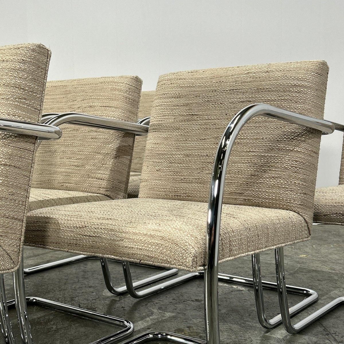 Furniture Knoll Brno Cream Tubular Chair By Ludwig Mies Van Der Rohe, Set Of Six photo