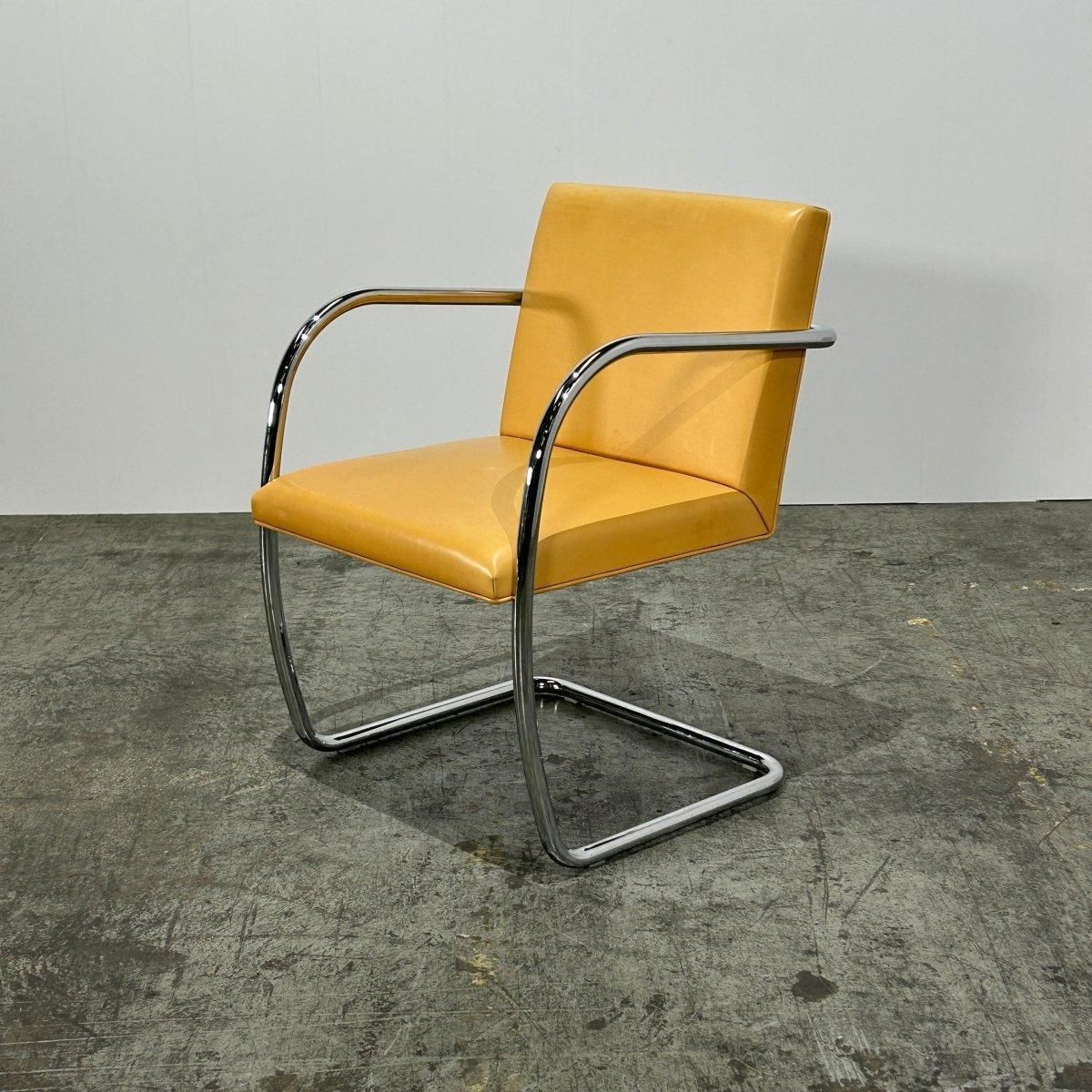 photo vinterior Knoll Beige Leather Brno Tubular Chair By Ludwig Mies Van Der Rohe, Set Of Four