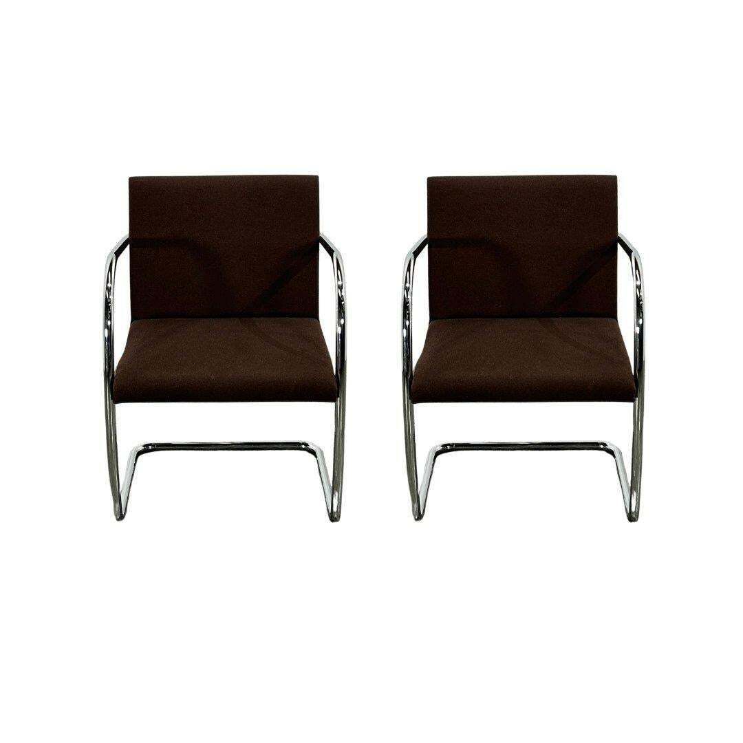 Knoll Brno Brown Tubular Chair By Ludwig Mies Van Der Rohe, Set Of Two photo Furniture