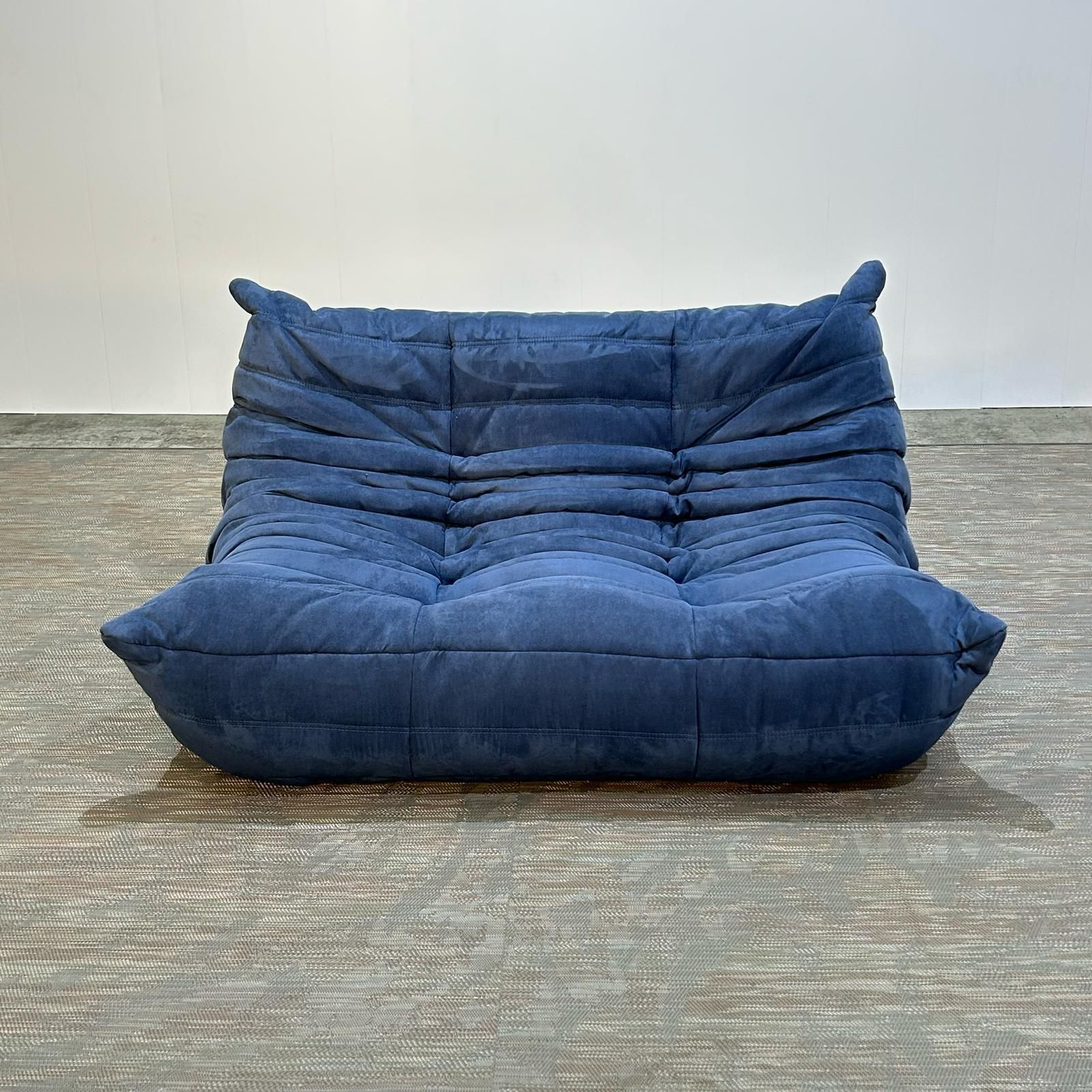Ligne Roset By Michel Ducaroy Togo Blue Modular Sofa And Footstool, Set Of Five photo vintage