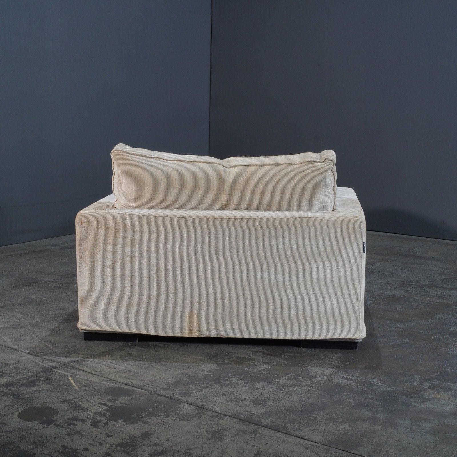 Roche Bobois Cream Cord Armchair And Footstool photo vinterior