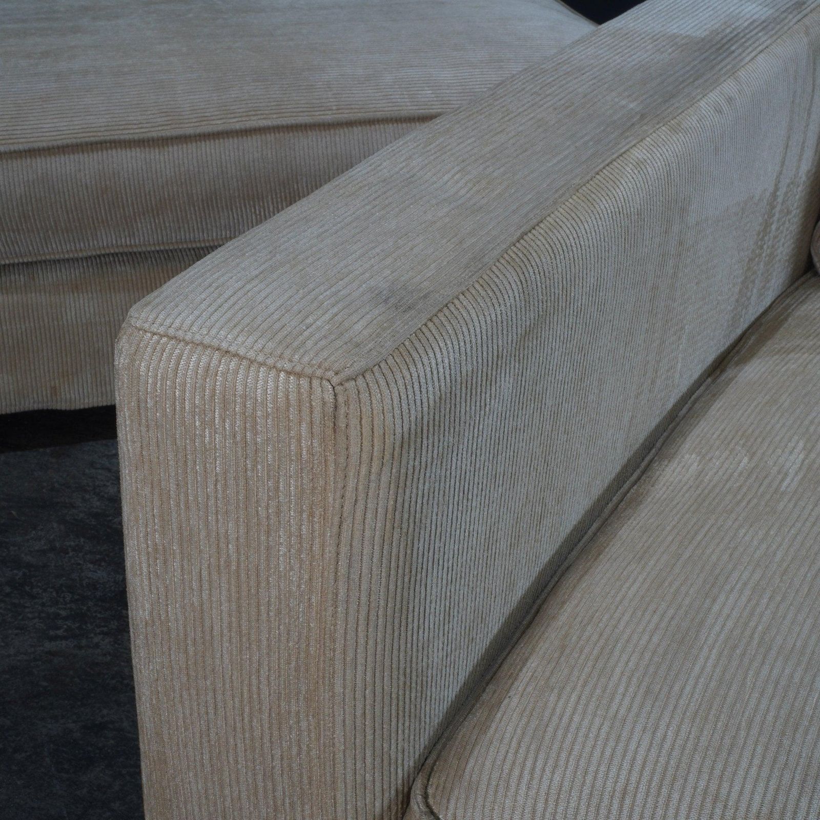 Furniture Roche Bobois Cream Cord Armchair And Footstool photo