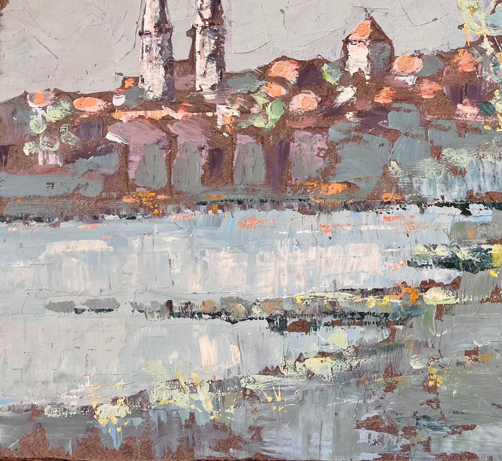Fanch Lel French Post Impressionist Painting Of Mâcon And Twin Church Spires And River photo Art
