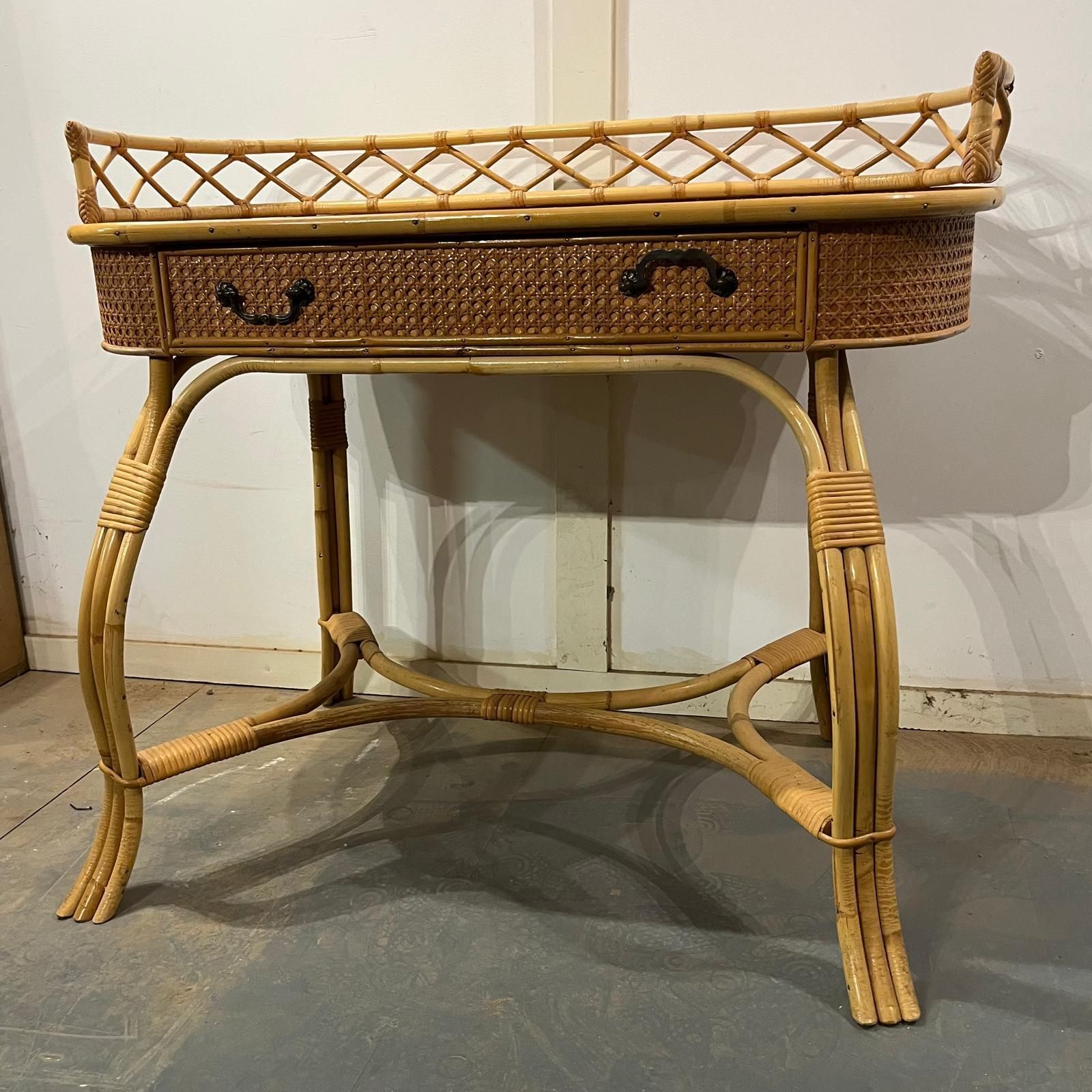 Bamboo And Cane Oval Dressing Table photo for sale