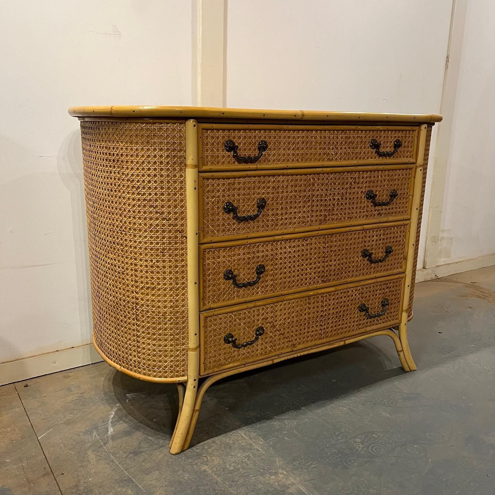 Bamboo And Cane Oval Chest With 4 Drawers photo vinterior