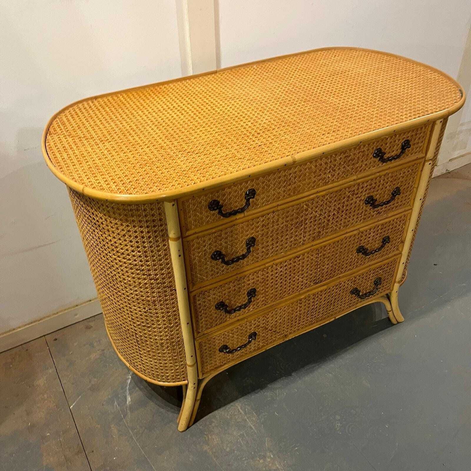 Bamboo And Cane Oval Chest With 4 Drawers photo buy