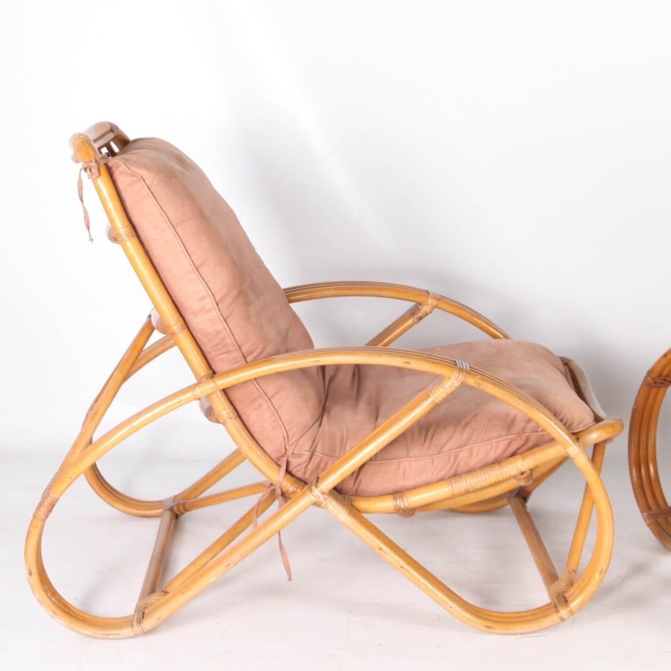 Pair Of Rattan « Bretzel » Armchairs photo vintage