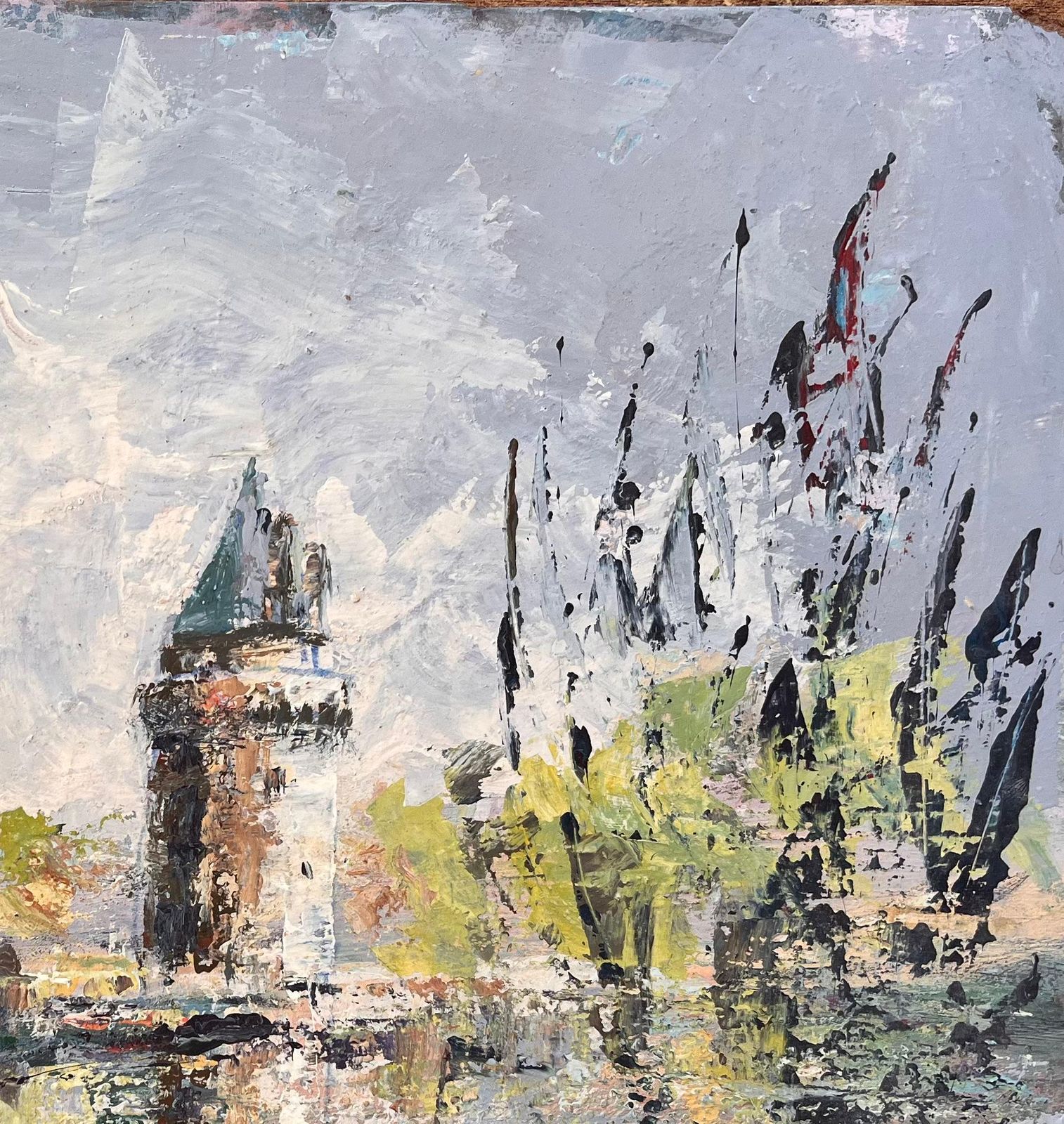 Fanch Lel French Impressionist Oil Of Twin Turrets And Trees Reflected In River Scene photo vinterior