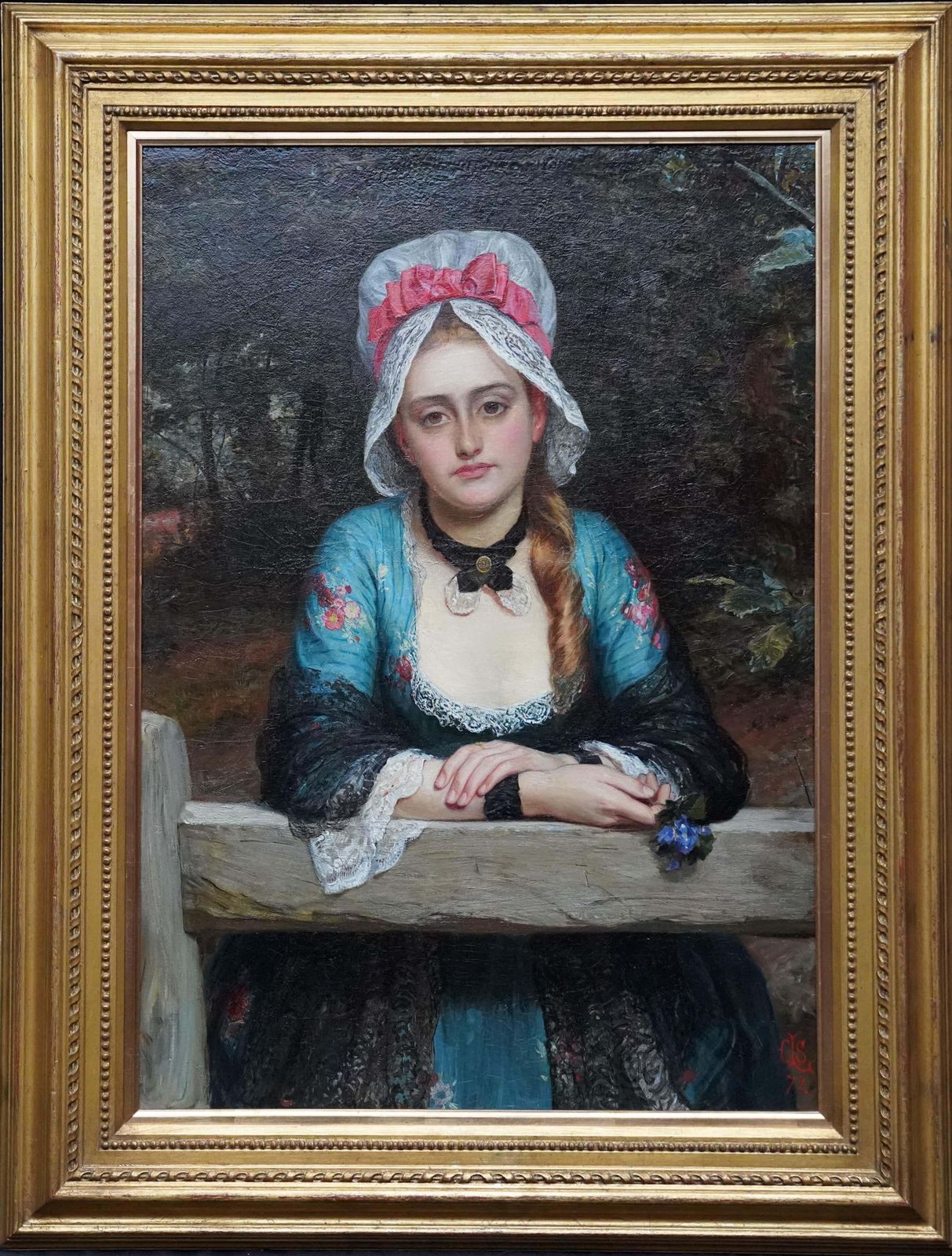 7547.0 Charles Sillem Lidderdalepensive Thoughts   A Portrait   British 1872 Victorian Art Oil Painting1872 photo