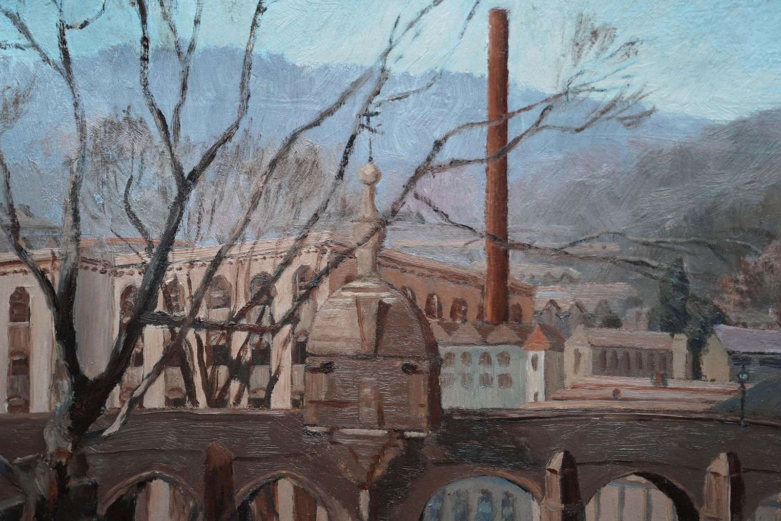 Ethelbert Whitebradford On Avon Bridge Landscape   British Post Impressionist Town Oil Paintingcirca 1940 photo for sale