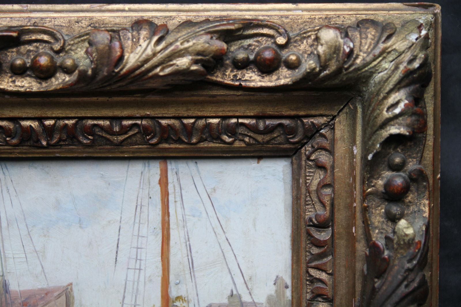photo furniture Roland Strasser  Harbour Scene Jakarta   Marine Art Oil Painting 1920 Indonesia Bugis Boatscirca 1920