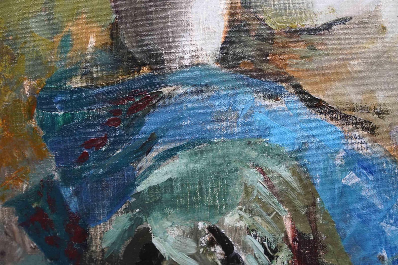 Reclining Nude   Industrial Scene Verso   Scottish 1940's Portrait Oil Paintingcirca 1945 photo vinterior