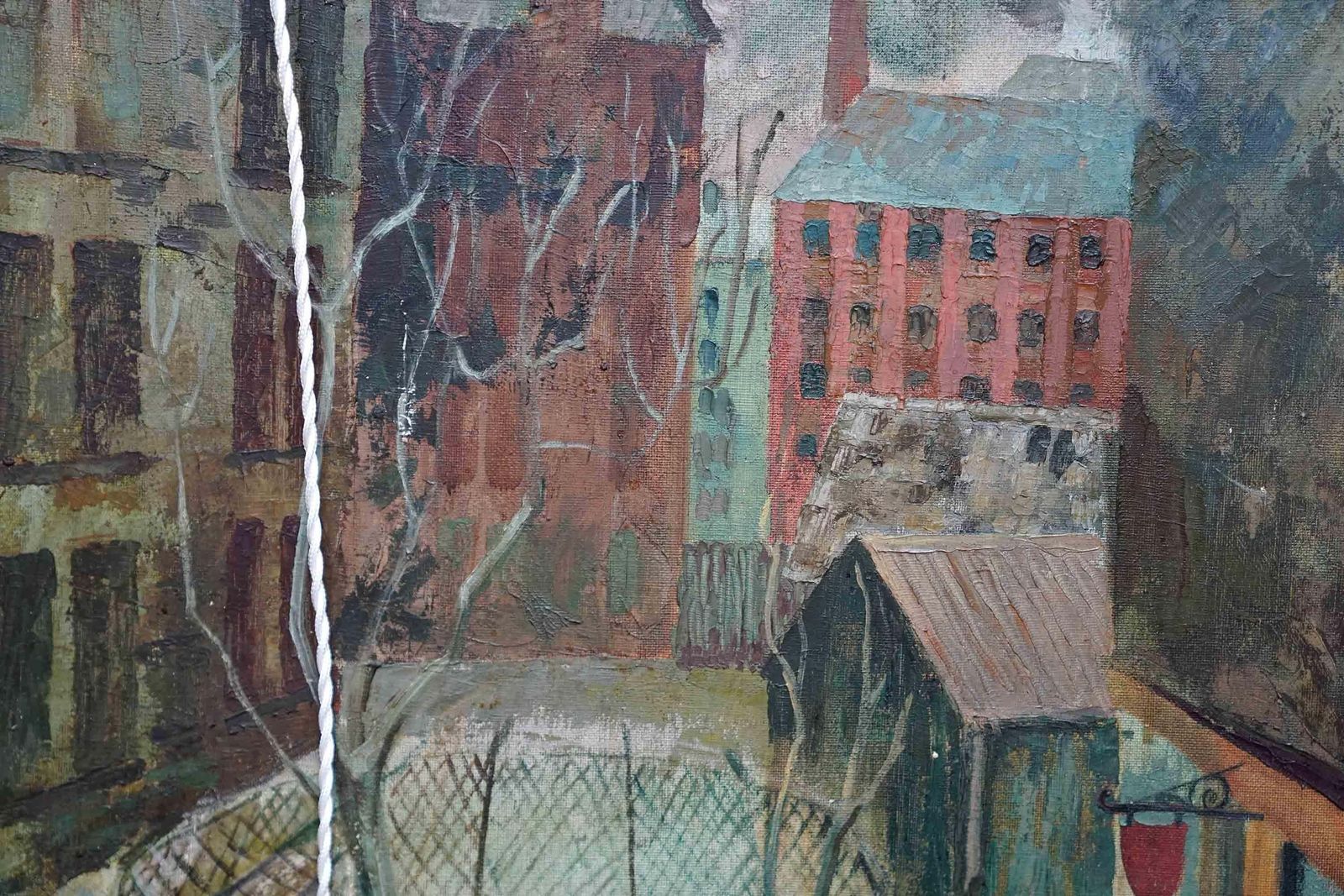 Art Reclining Nude   Industrial Scene Verso   Scottish 1940's Portrait Oil Paintingcirca 1945 photo
