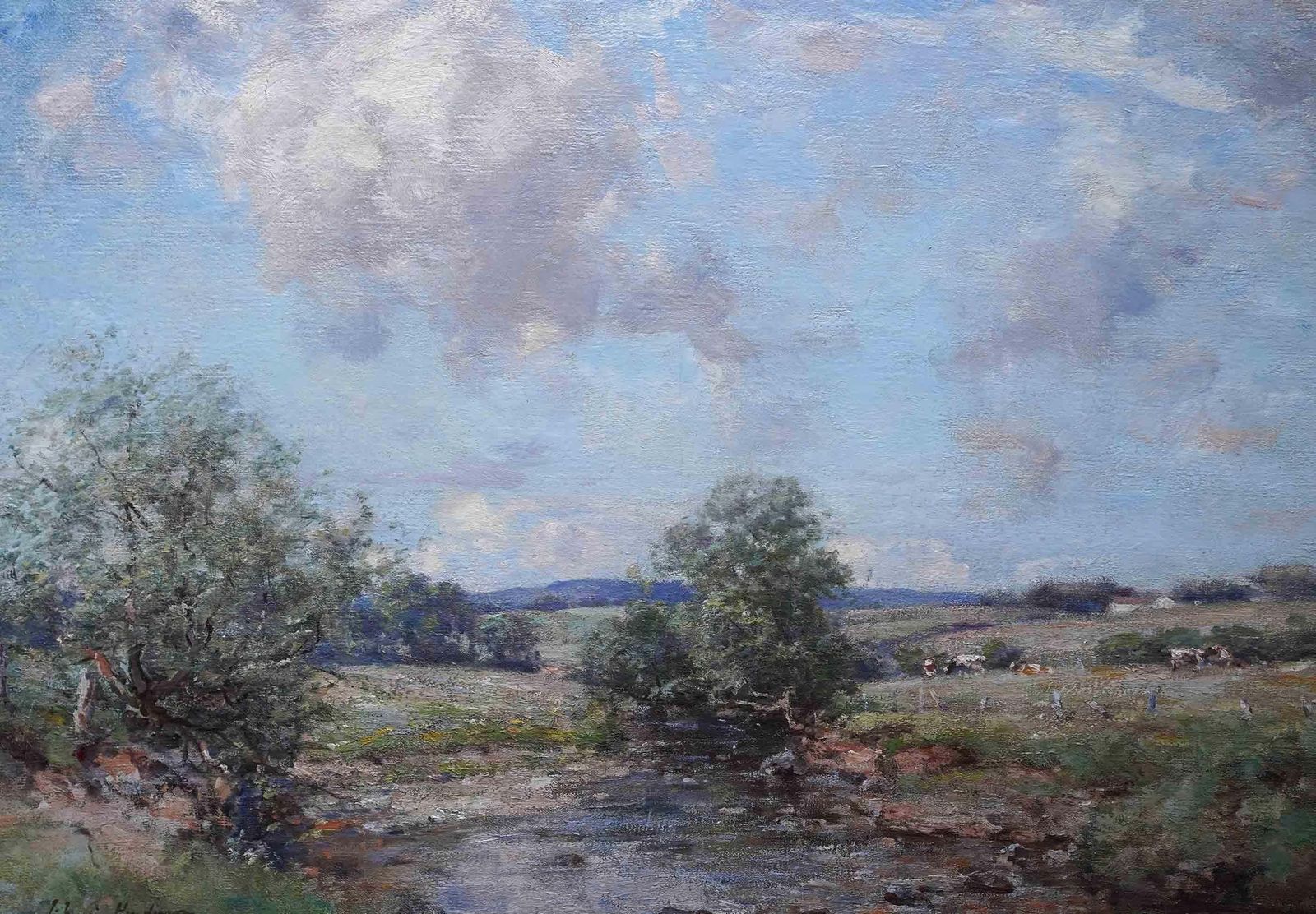 Joseph Morris Hendersonstirling River Landscape Scotland   Scottish Impressionist 1910 Art Oil Paintingcirca 1910 photo for sale