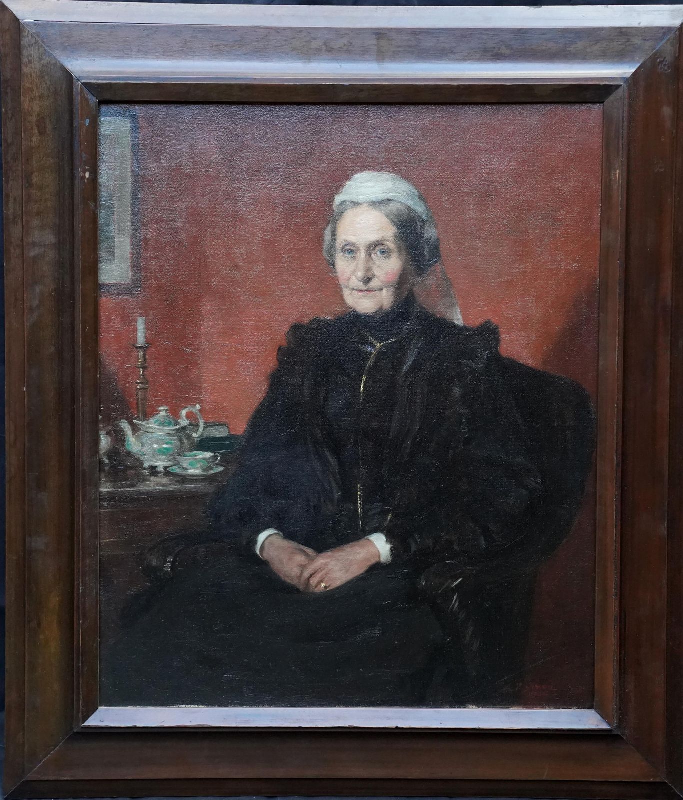 3060.0 Arthur Percy Dixoninterior Portrait Of A Lady Taking Tea   Scottish Edwardian Art Oil Painting1906 photo