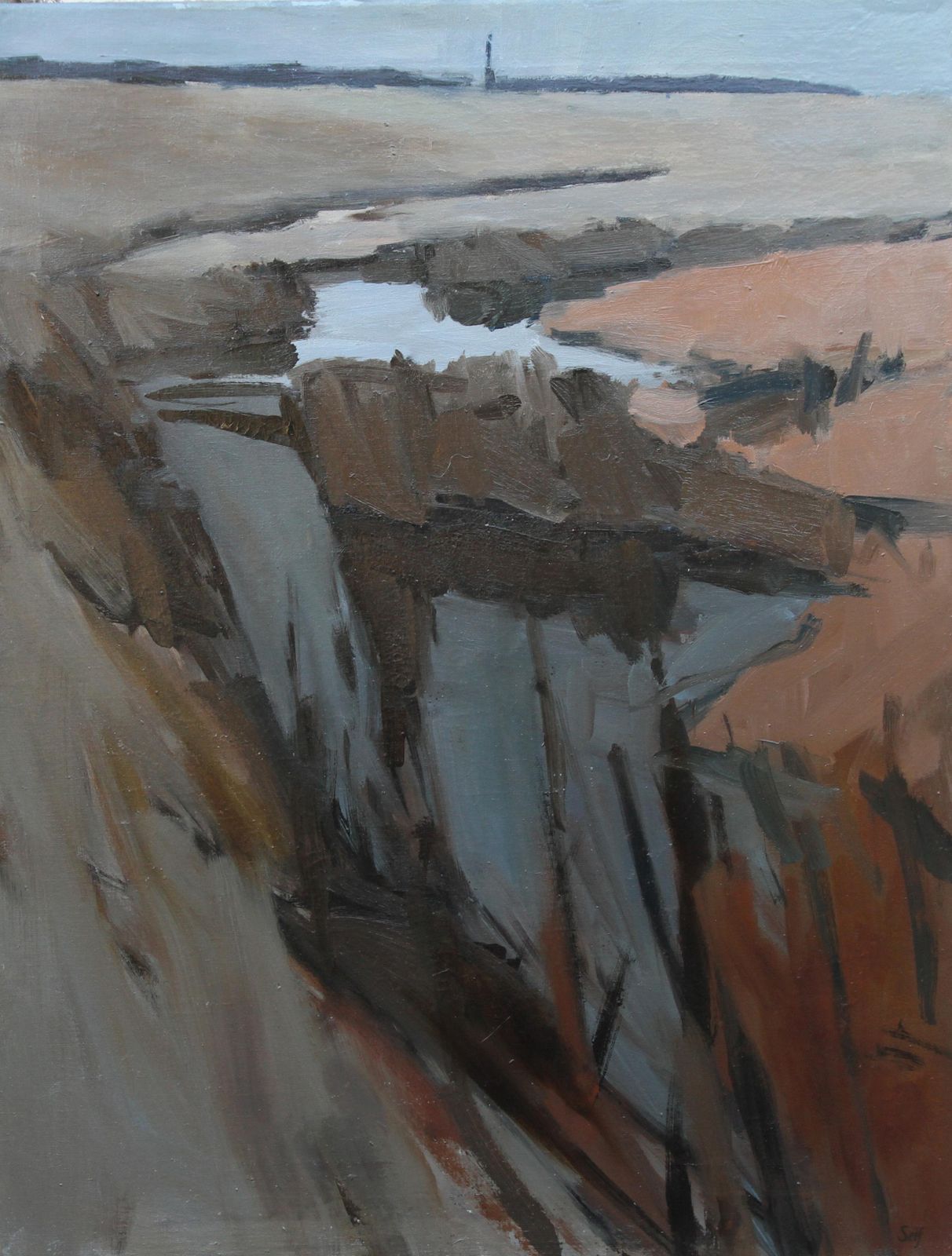 Lawrence Selfessex Landscape   British 20th Century Abstract Art Landscape Oil Painting1970 photo vintage