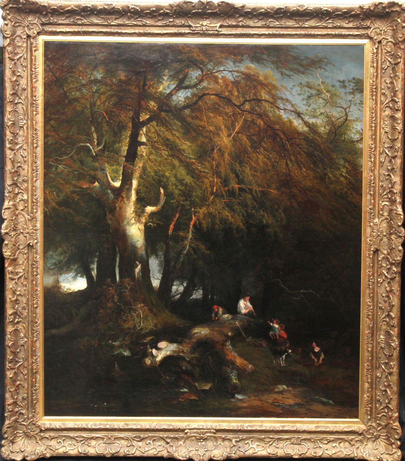 5609.0 Edward Charles Williamsthe Woodman's Family In A Landscape   British 1869 Victorian Art Oil Painting1869 photo