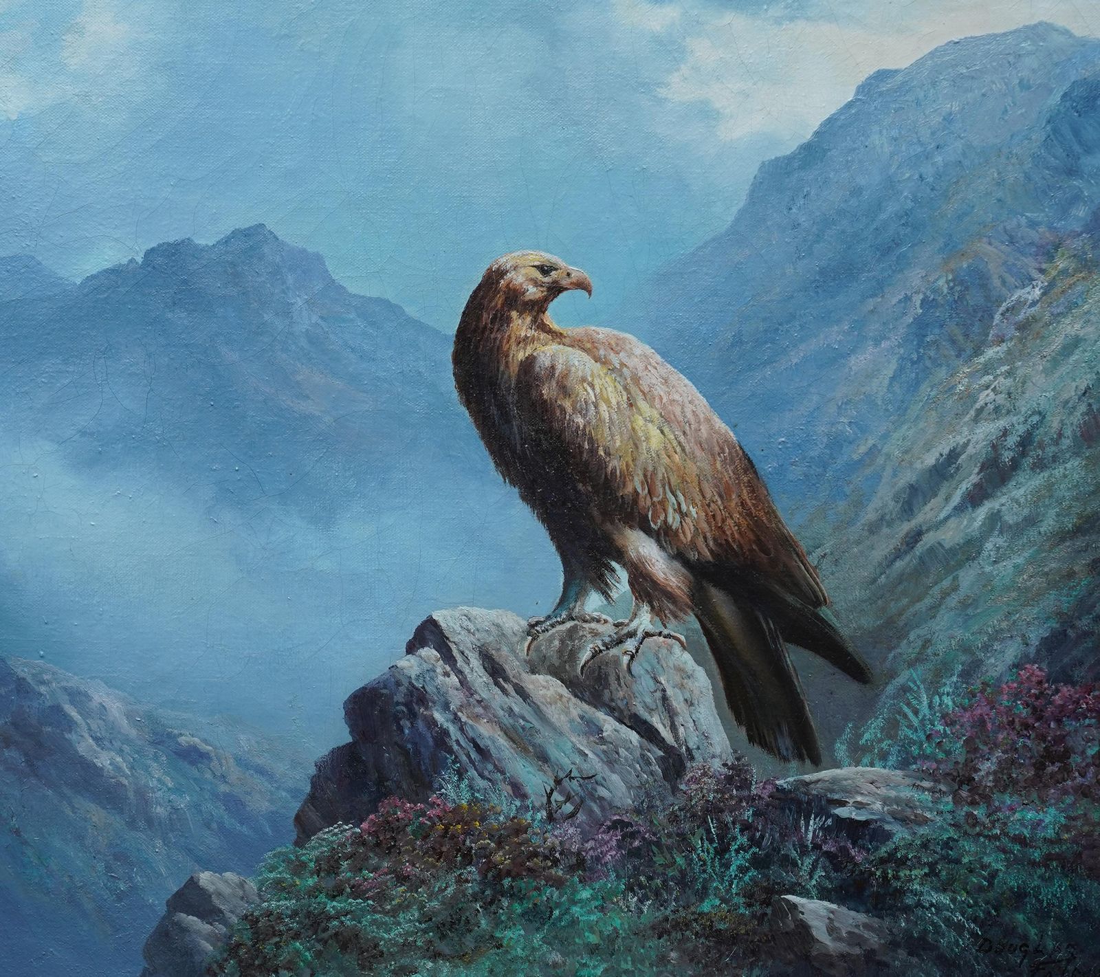 Douglas Falconergolden Eagle Of Scottish Highlands   Scottish Art Bird Landscape Oil Paintingcirca 1960 photo Art
