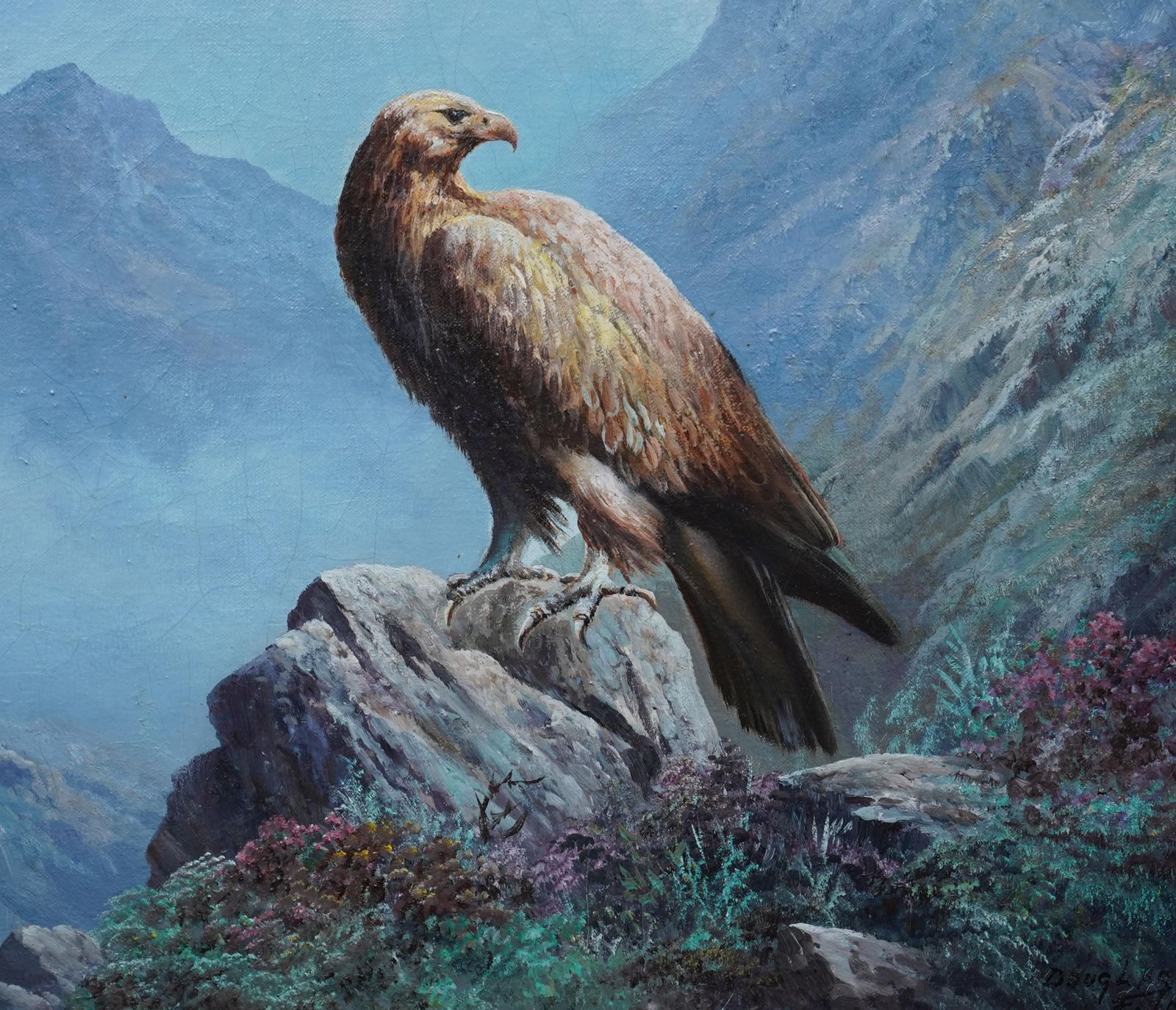 Douglas Falconergolden Eagle Of Scottish Highlands   Scottish Art Bird Landscape Oil Paintingcirca 1960 photo 4079.0