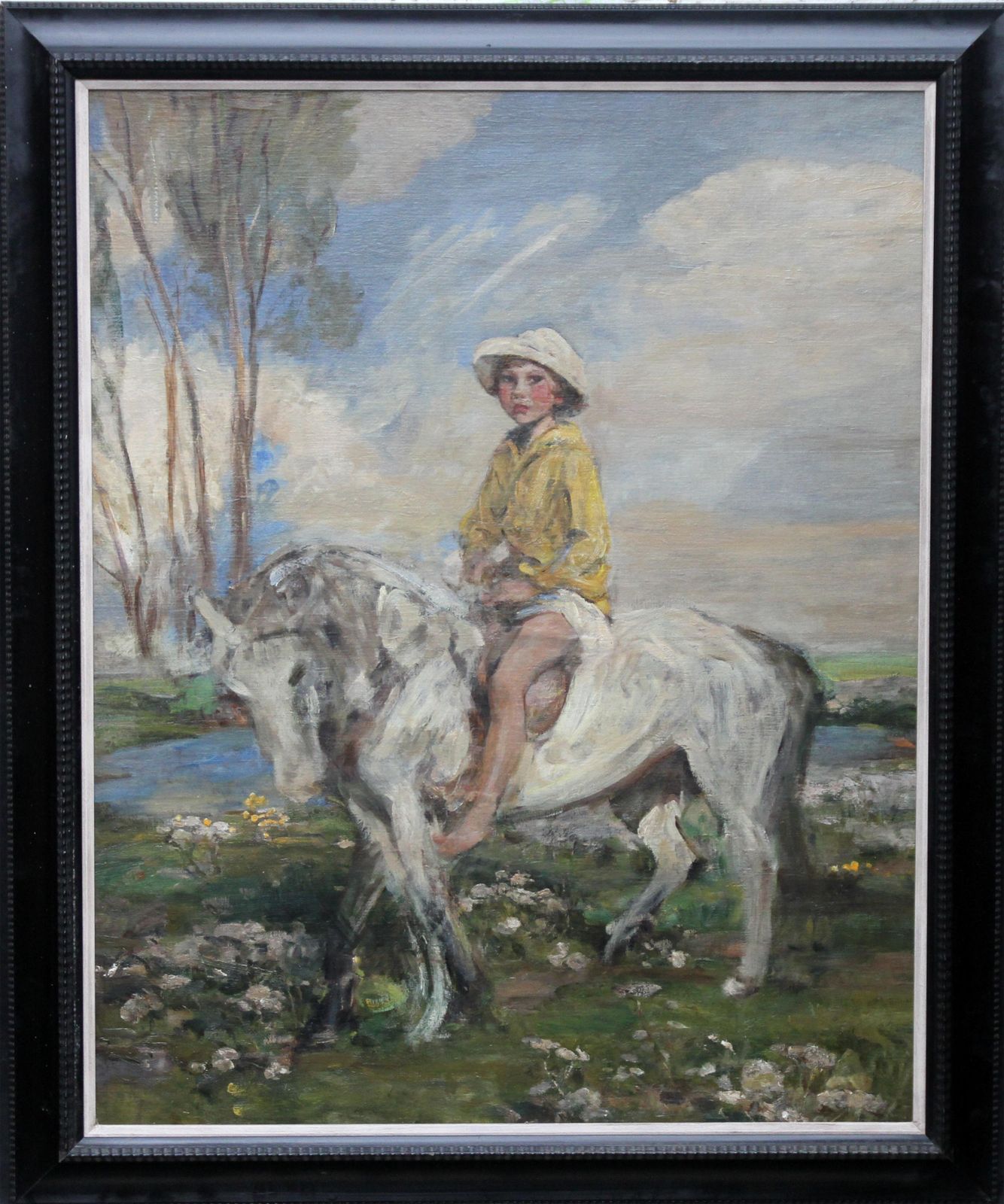 James Jebusa Shannonportrait Of Artist's Grandson   Edwardian Impressionist Horse Art Oil Paintingcirca 1904