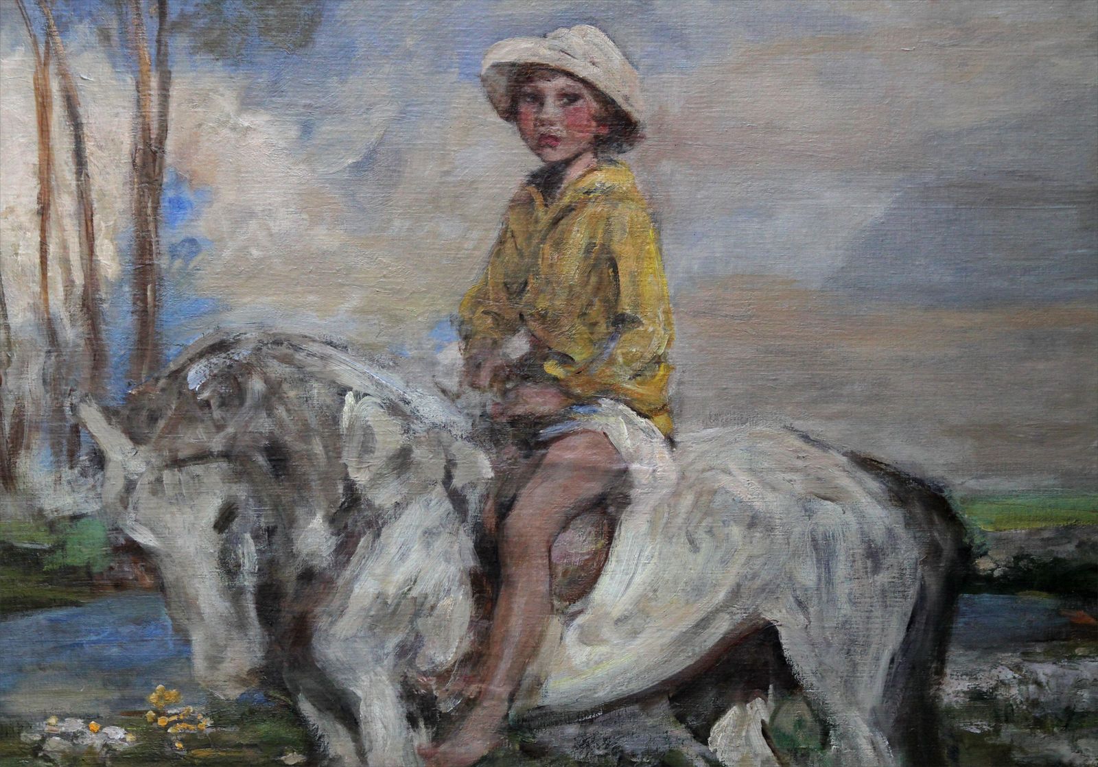 James Jebusa Shannonportrait Of Artist's Grandson   Edwardian Impressionist Horse Art Oil Paintingcirca 1904 photo for sale