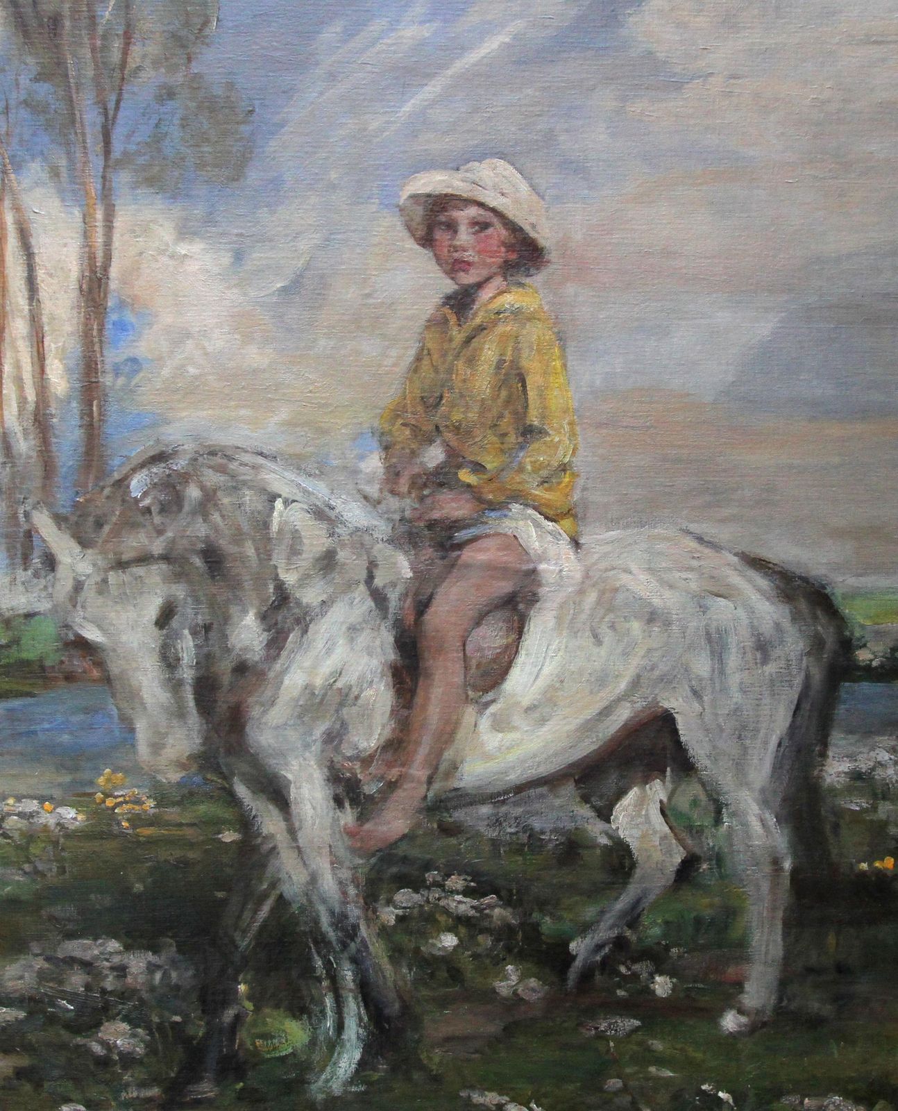 James Jebusa Shannonportrait Of Artist's Grandson   Edwardian Impressionist Horse Art Oil Paintingcirca 1904 photo vintage