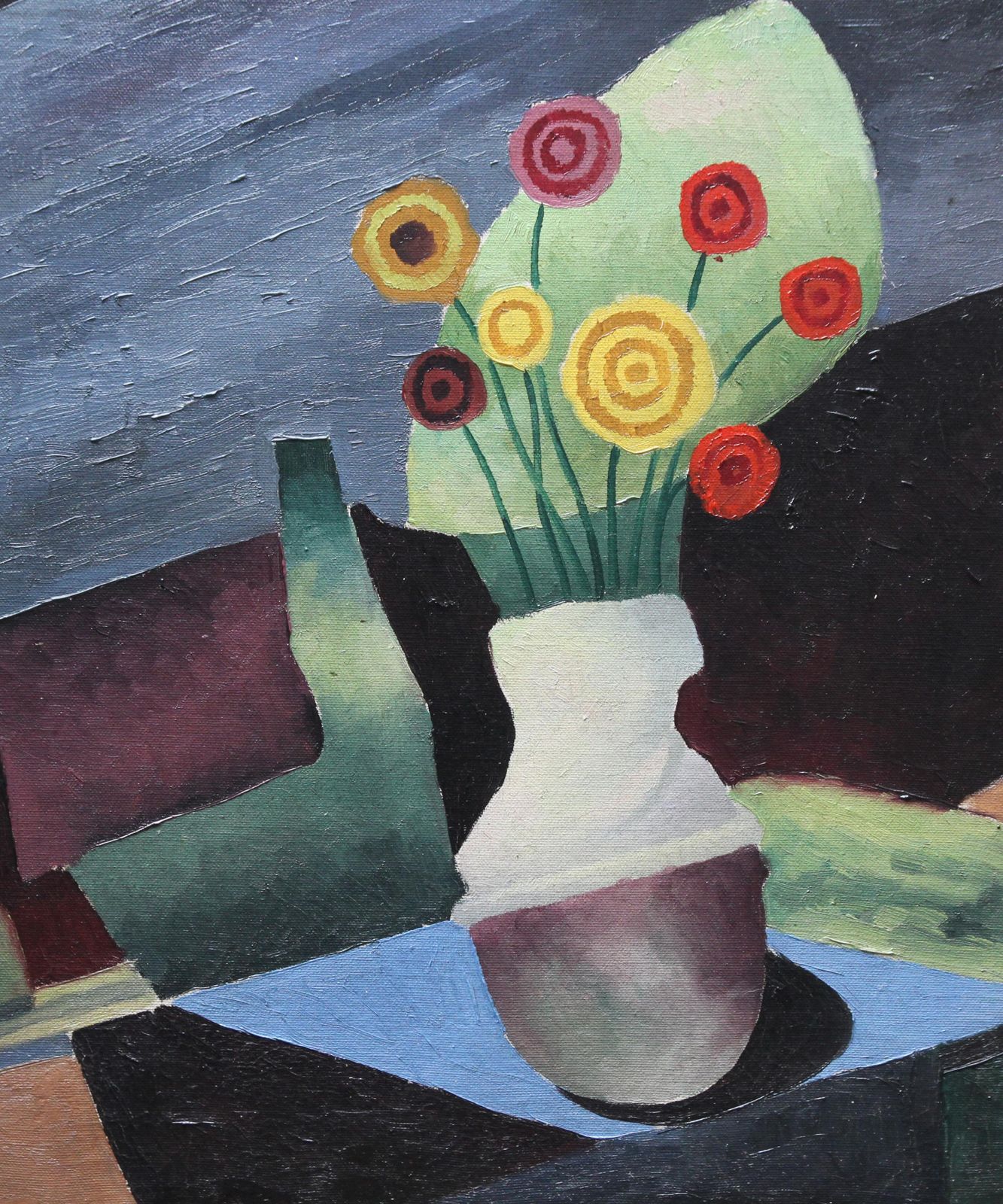 Paul Eareefloral Still Life   British Art 1930 Post Cubist Oil Painting Red Yellow Flowerscirca 1930 photo for sale