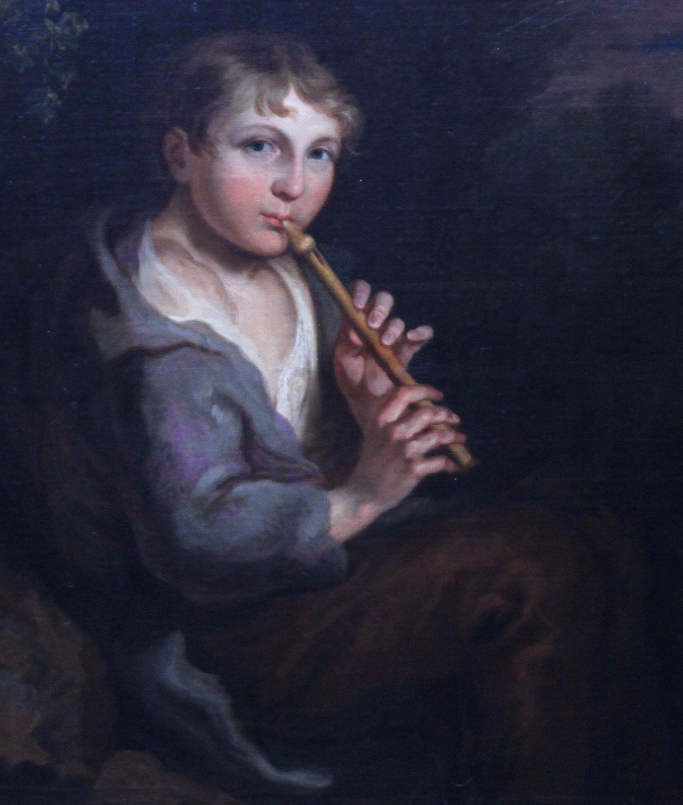 Thomas Barker Of Bath (Att.) Portrait Of Boy Playing A Flute   18th/19th Century Art Old Master Oil Paintingcirca 1800 photo for sale